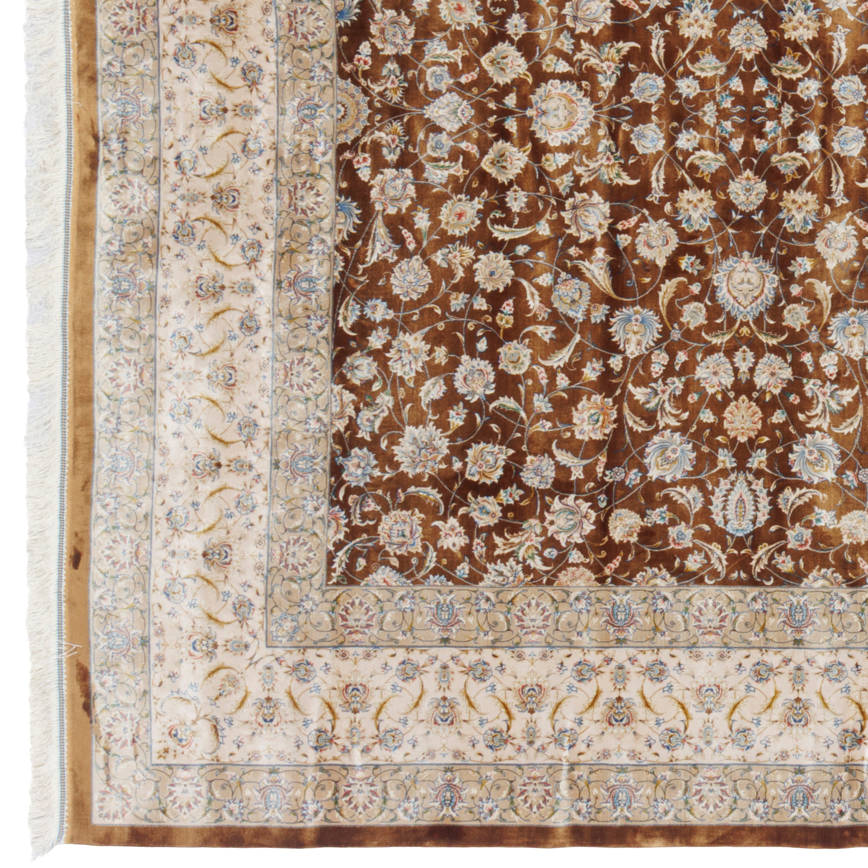 Machine-made Rug, Flowers & Leaves Scattered, Acrylic & Bamboo Silk, SPU 200175