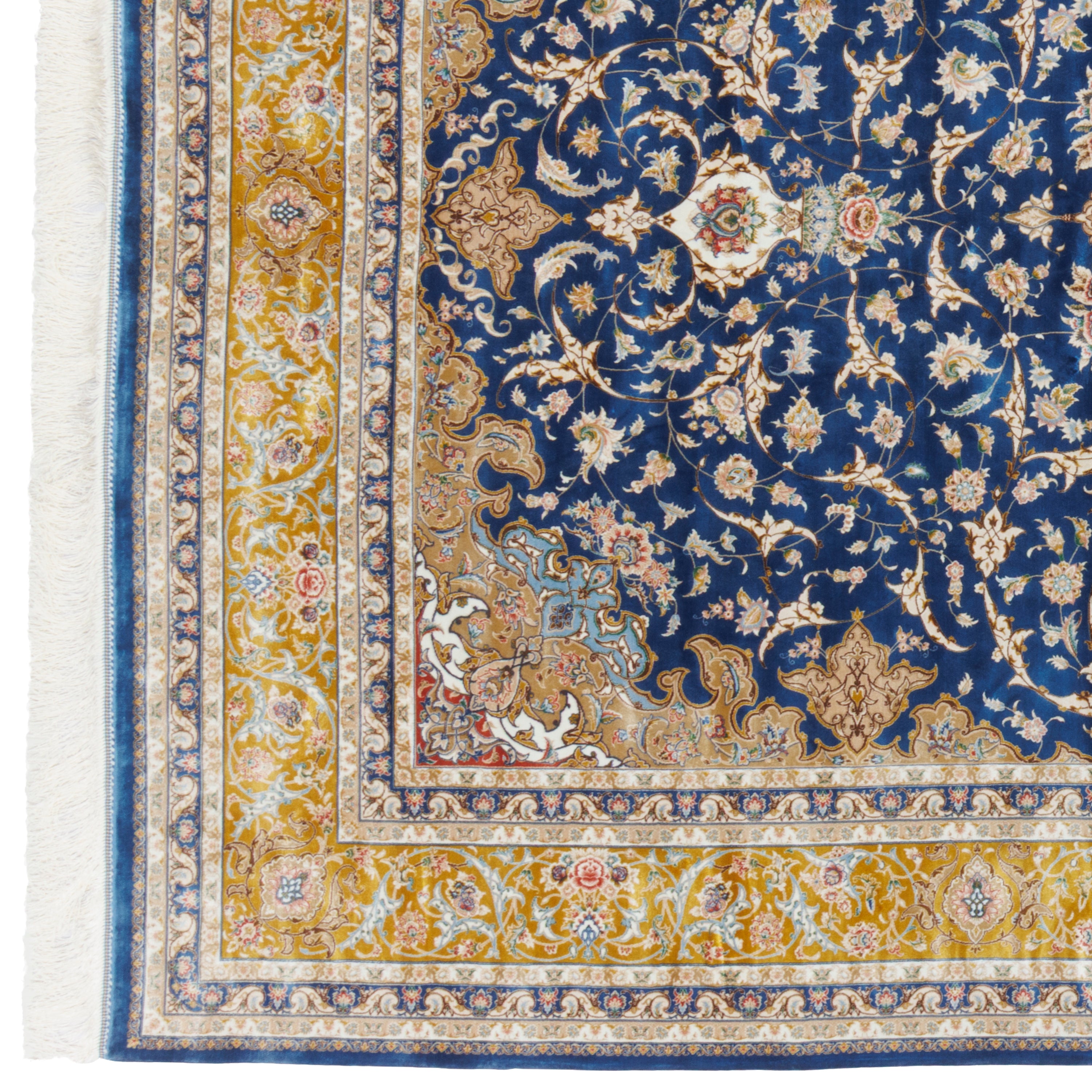 Machine-made Rug, Flowers & Leaves Medallion & Corner, Acrylic & Bamboo Silk, SPU 200177