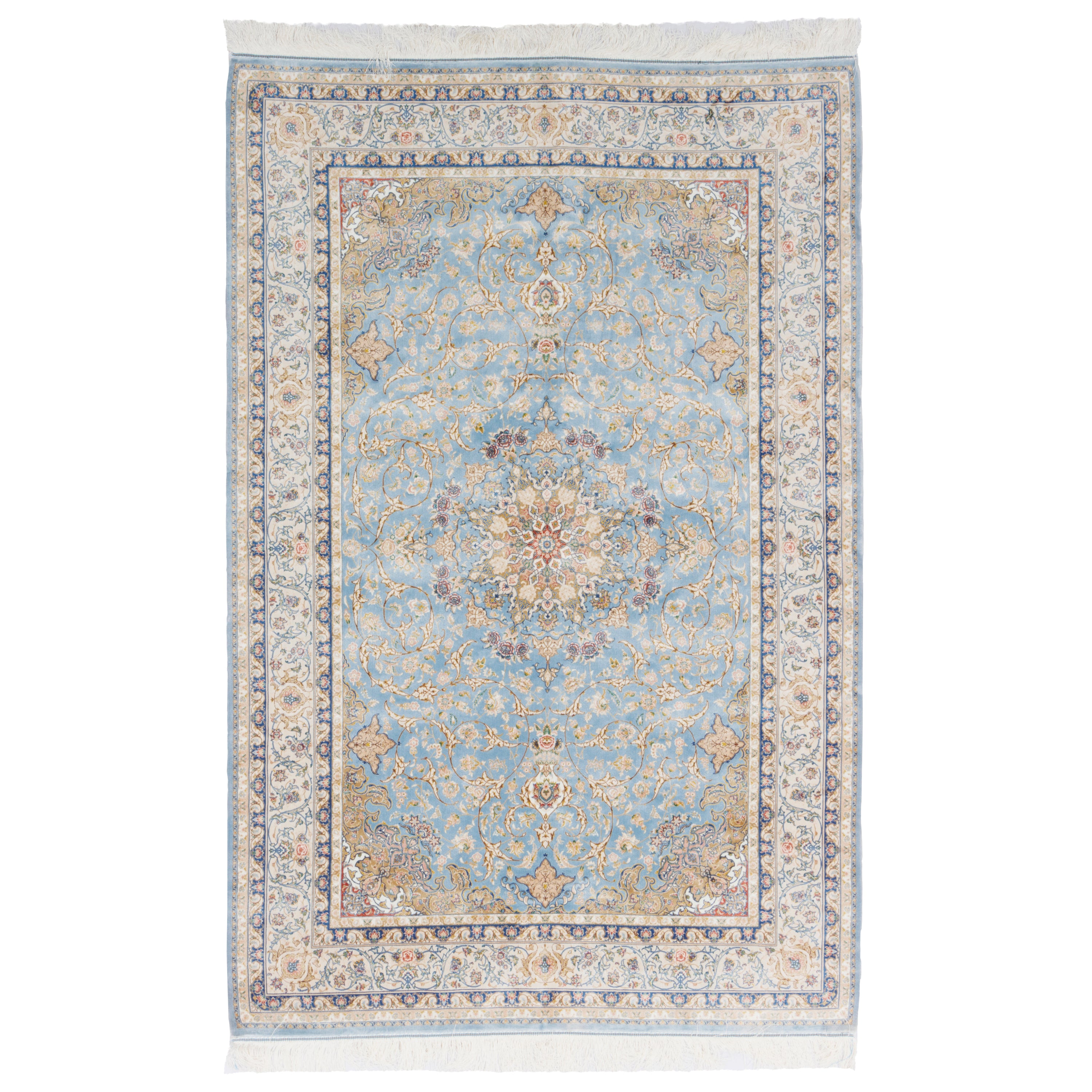 Machine-made Rug, Flowers & Leaves Medallion & Corner, Acrylic & Bamboo Silk, SPU 200177