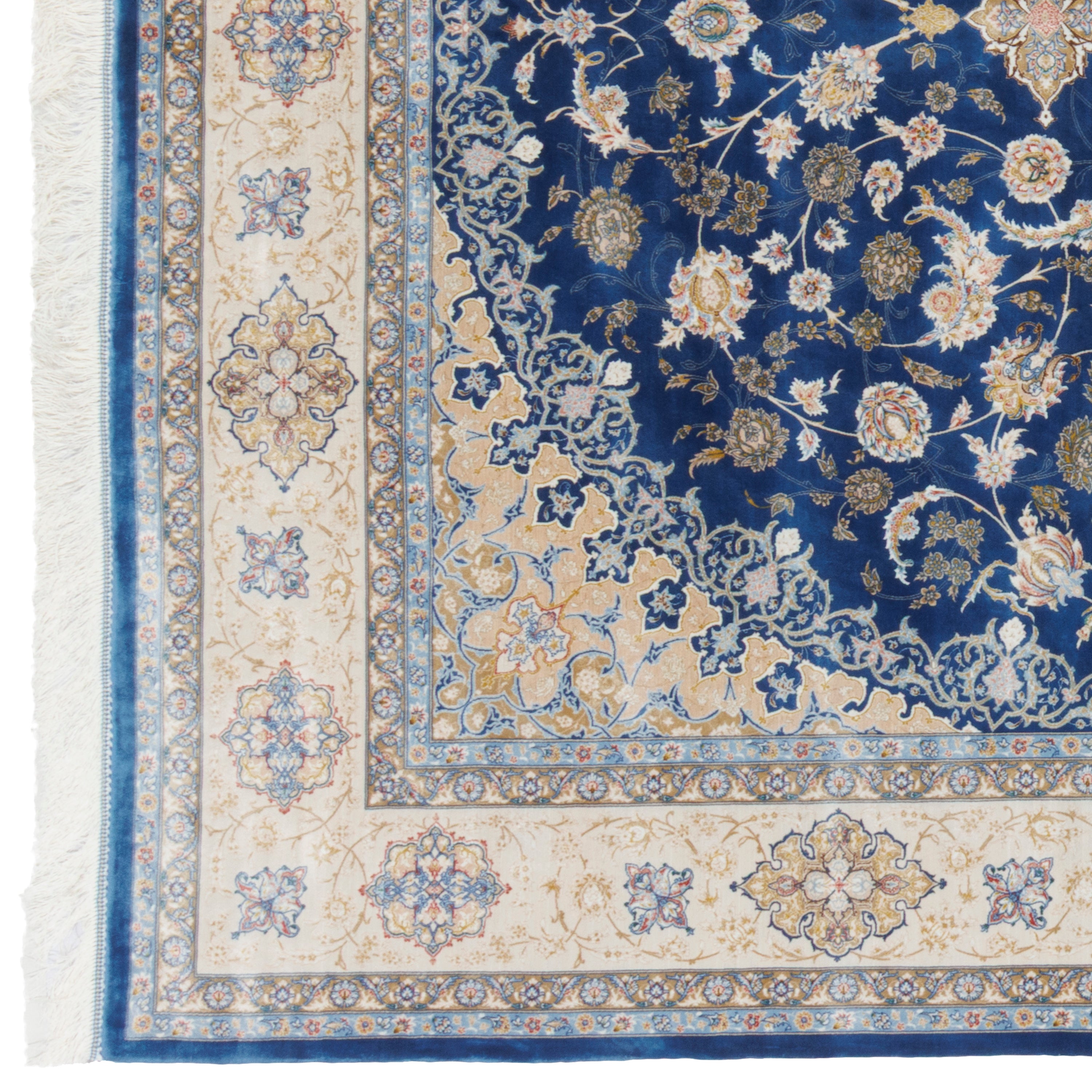 Machine-made Rug, Flowers & Leaves Medallion & Corner, Acrylic & Bamboo Silk, SPU 200180