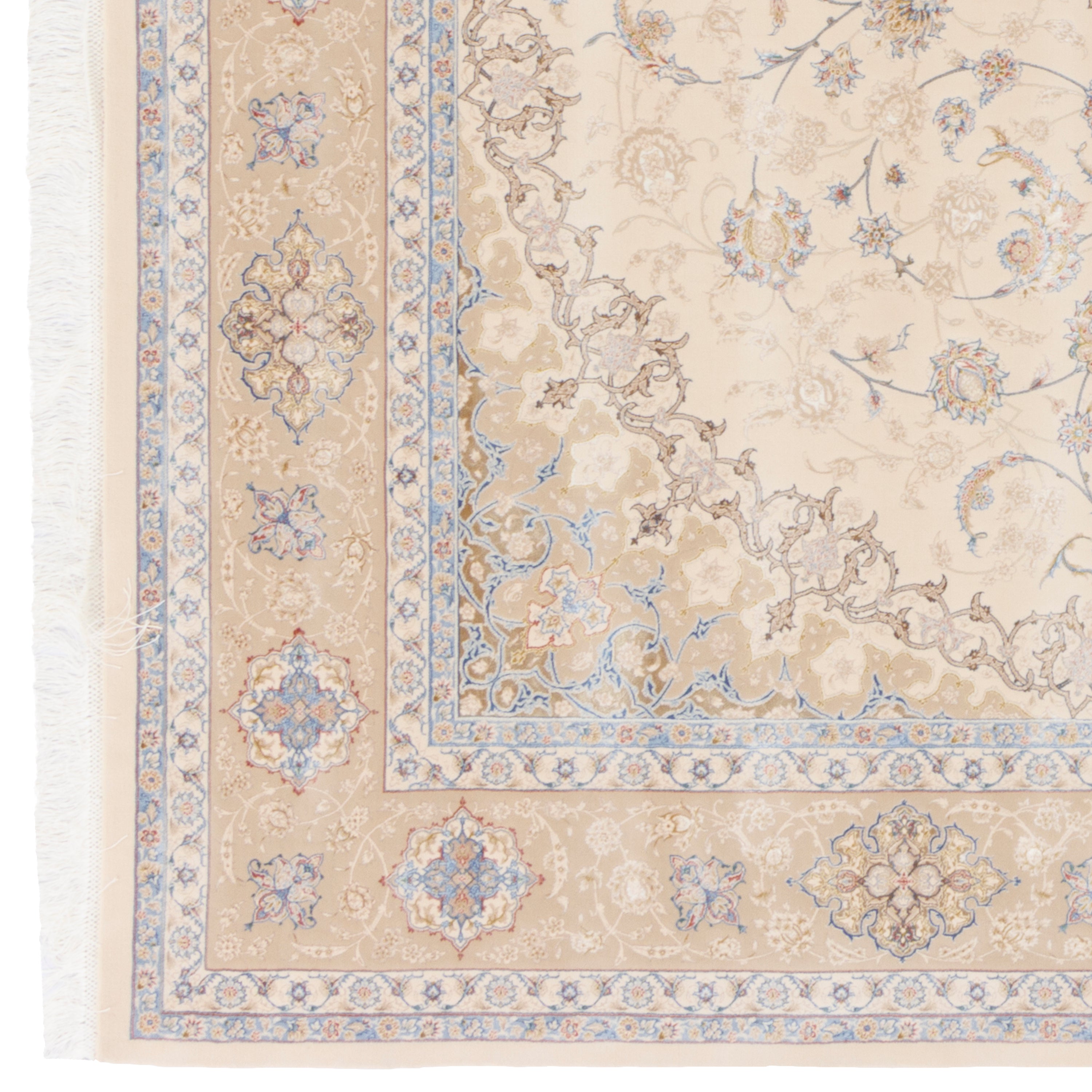 Machine-made Rug, Flowers & Leaves Medallion & Corner, Acrylic & Bamboo Silk, SPU 200180