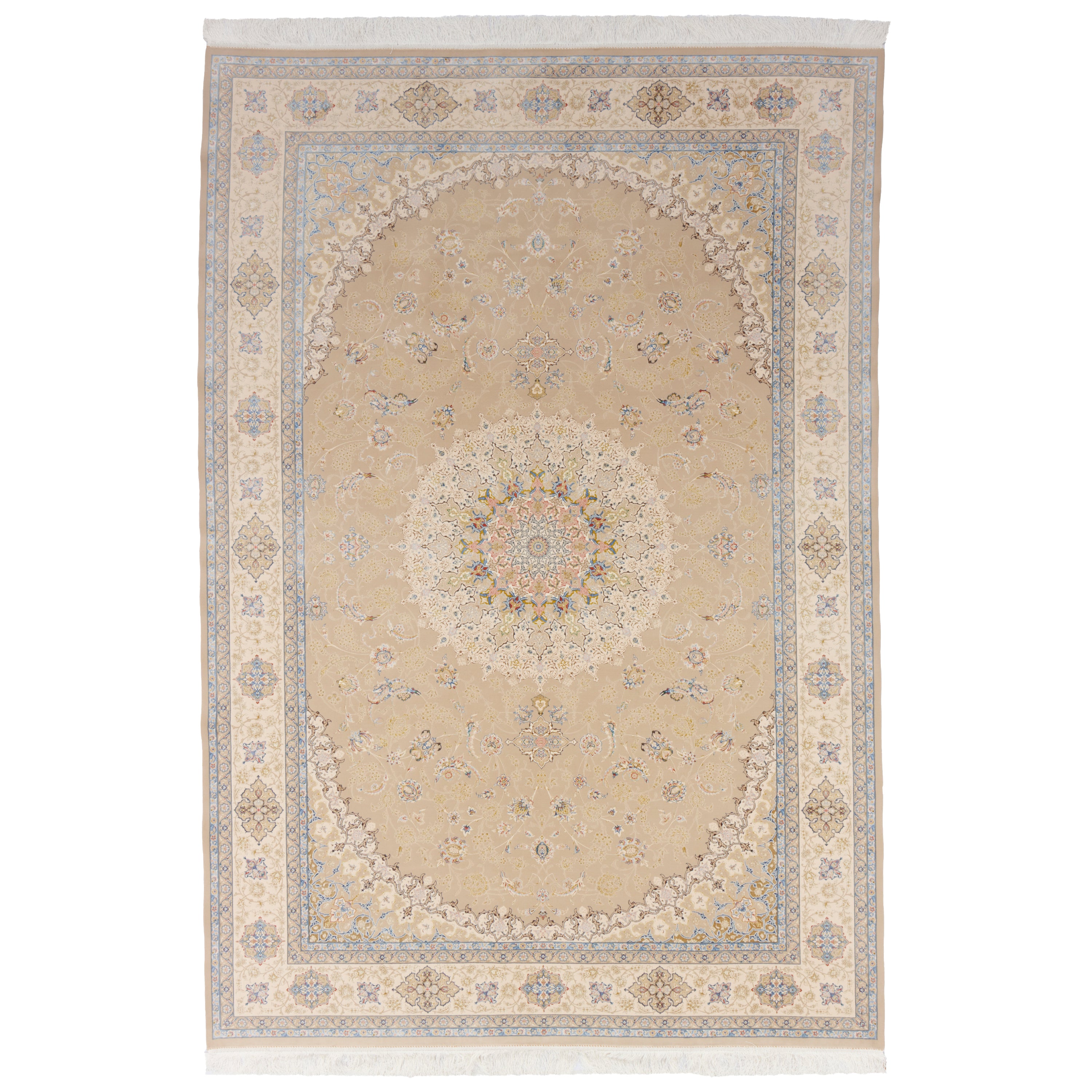 Machine-made Rug, Flowers & Leaves Medallion & Corner, Acrylic & Bamboo Silk, SPU 200180