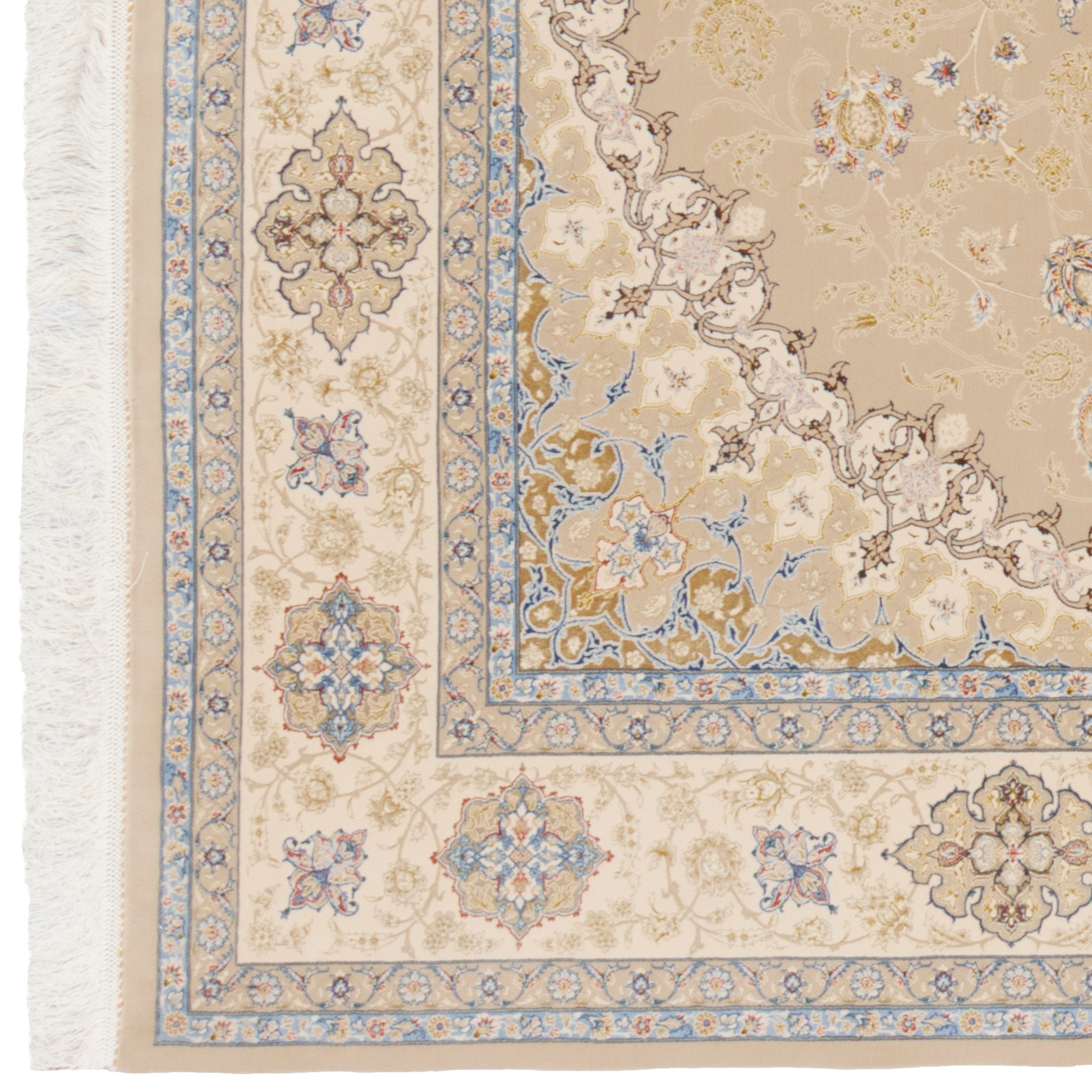 Machine-made Rug, Flowers & Leaves Medallion & Corner, Acrylic & Bamboo Silk, SPU 200180