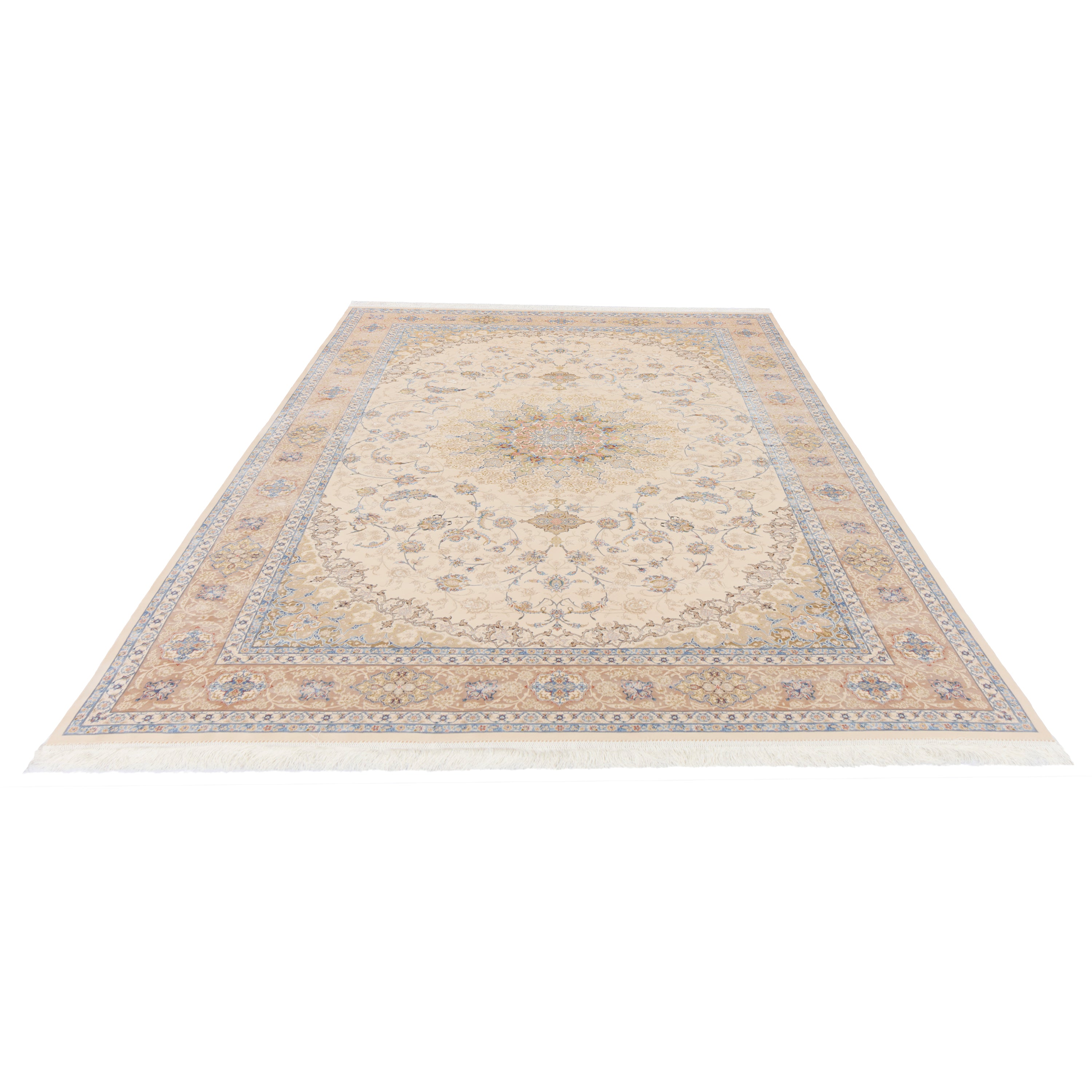 Machine-made Rug, Flowers & Leaves Medallion & Corner, Acrylic & Bamboo Silk, SPU 200180