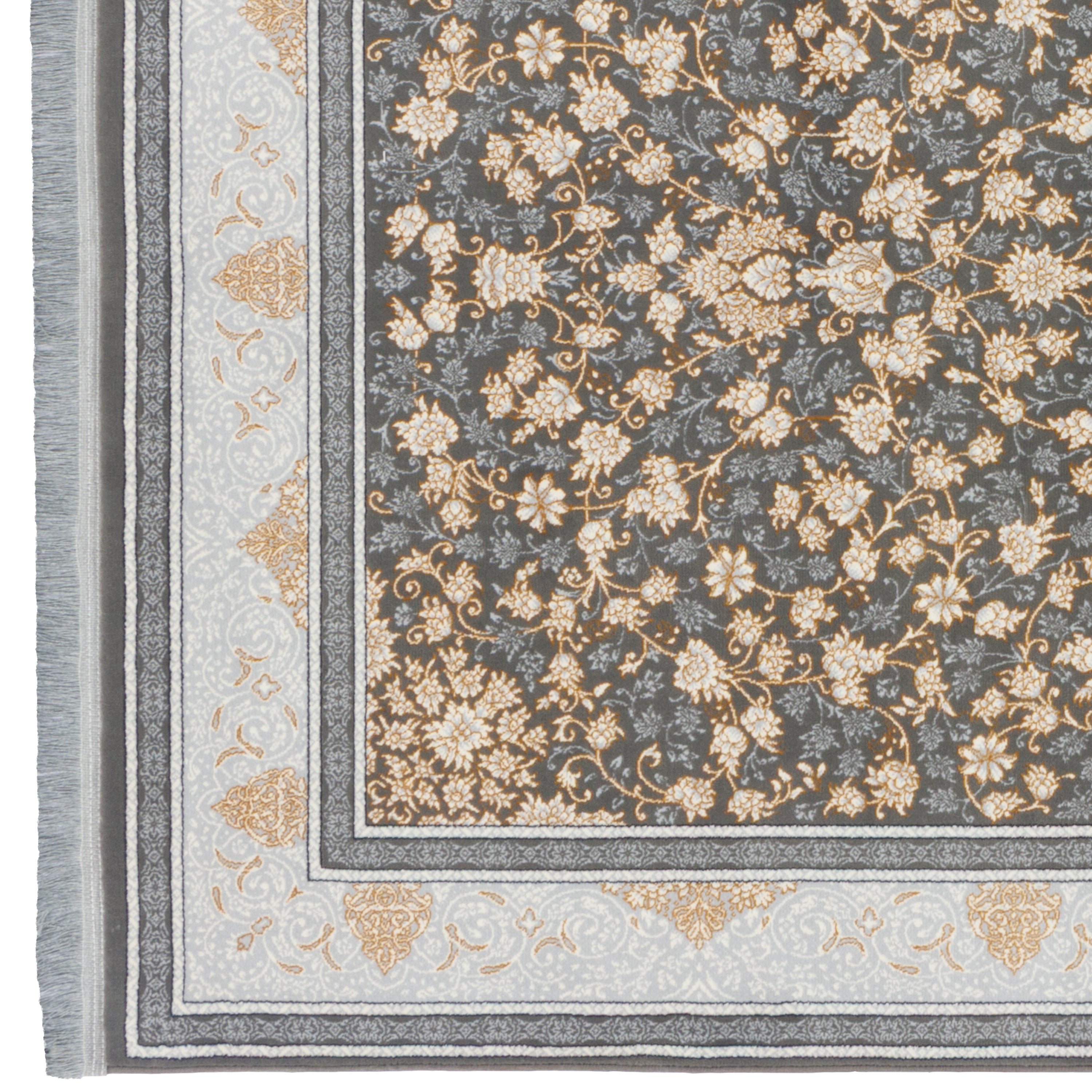Machine-made Rug, Flowers & Leaves Scattered, Polyester & Linen, SPU 400150