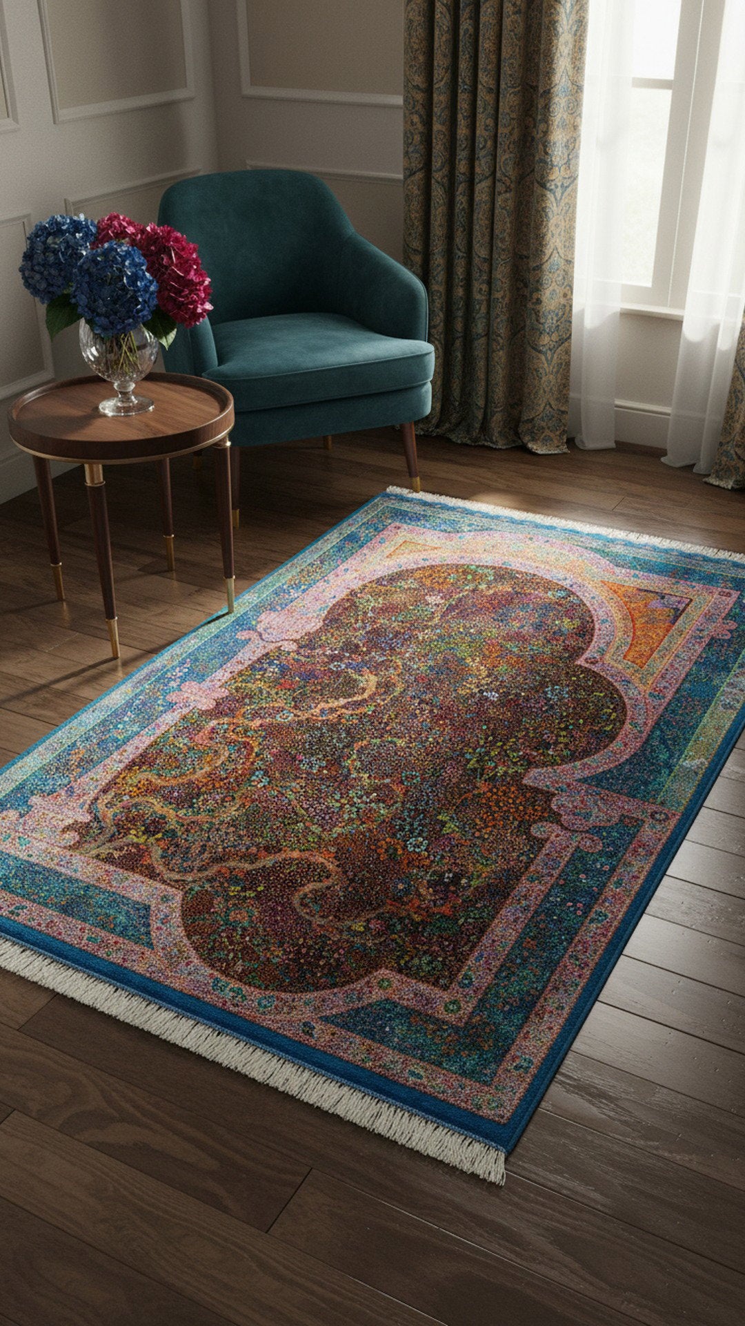 Qom Handmade Carpet — Derakht | Full Silk | 137 × 208 cm | SKU 10200444