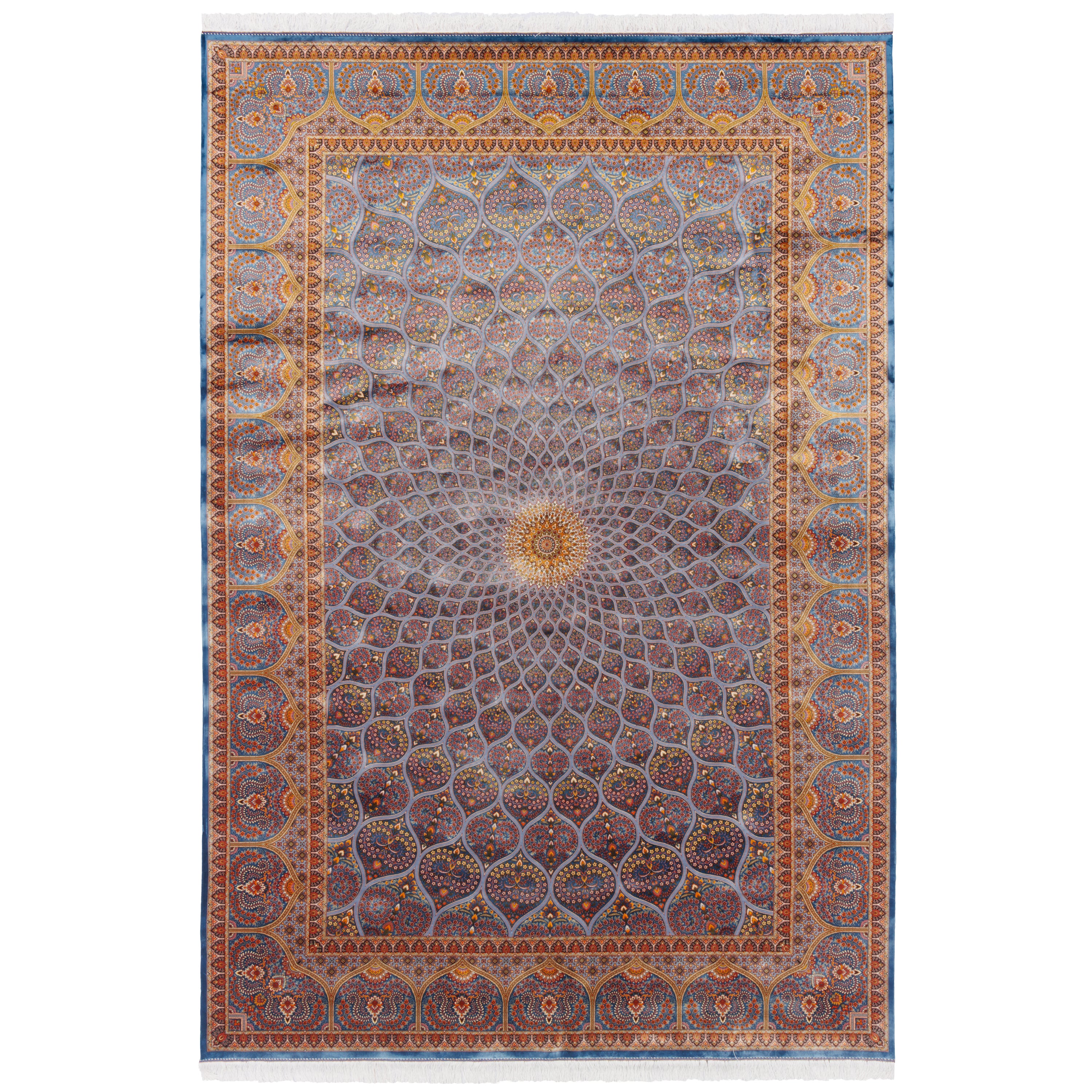 Machine-made Rug, Flowers & Leaves Dome, Bamboo Silk, SPU 800043