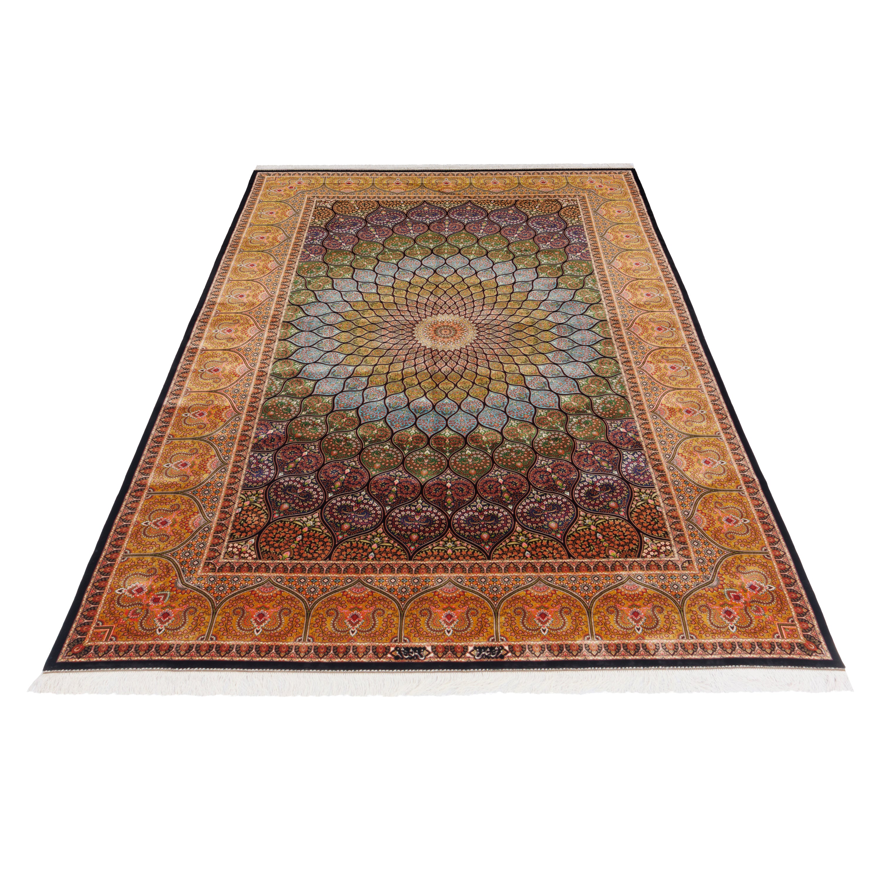 Machine-made Rug, Flowers & Leaves Dome, Bamboo Silk, SPU 800043