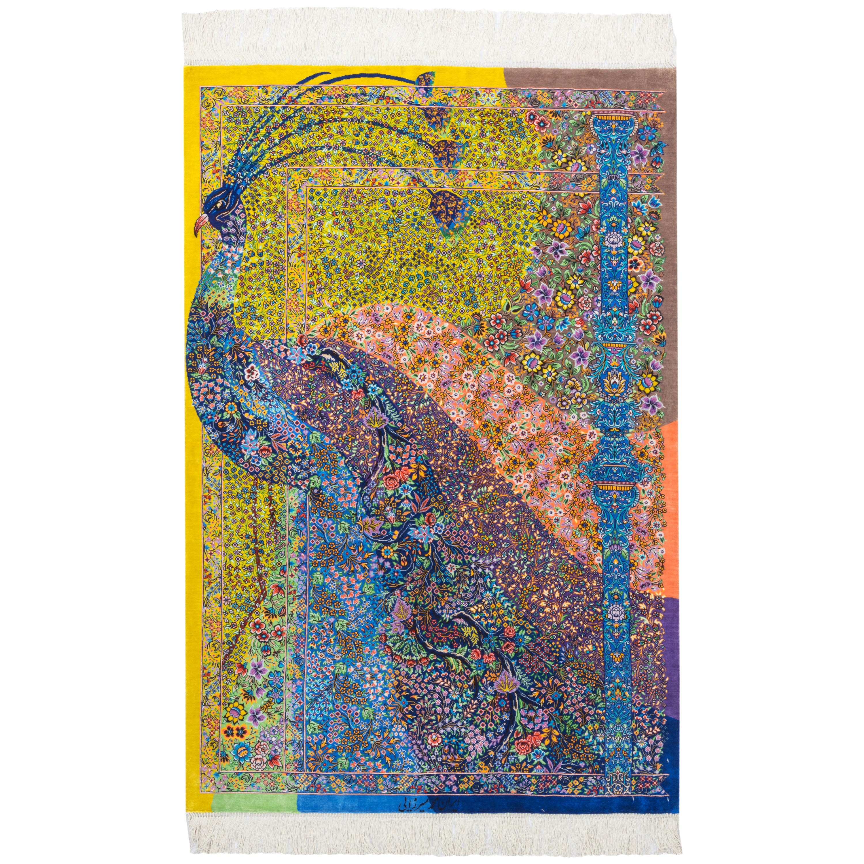 Qom Handmade Carpet — Sarasar | Full Silk | 77 × 118 cm | SKU 10000222