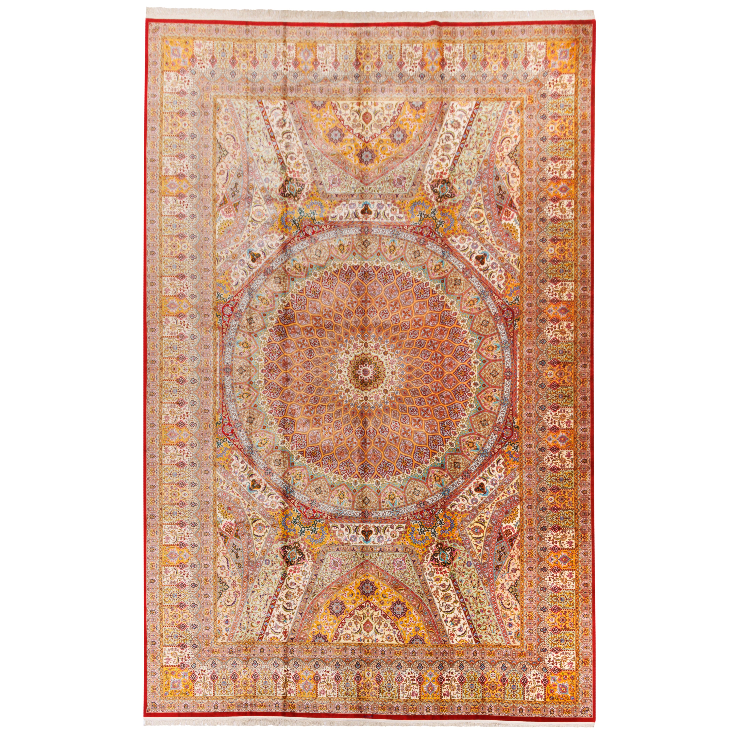 Qom Handmade Carpet — Gonbadi | Full Silk | 397 × 612 cm | SKU 12400749