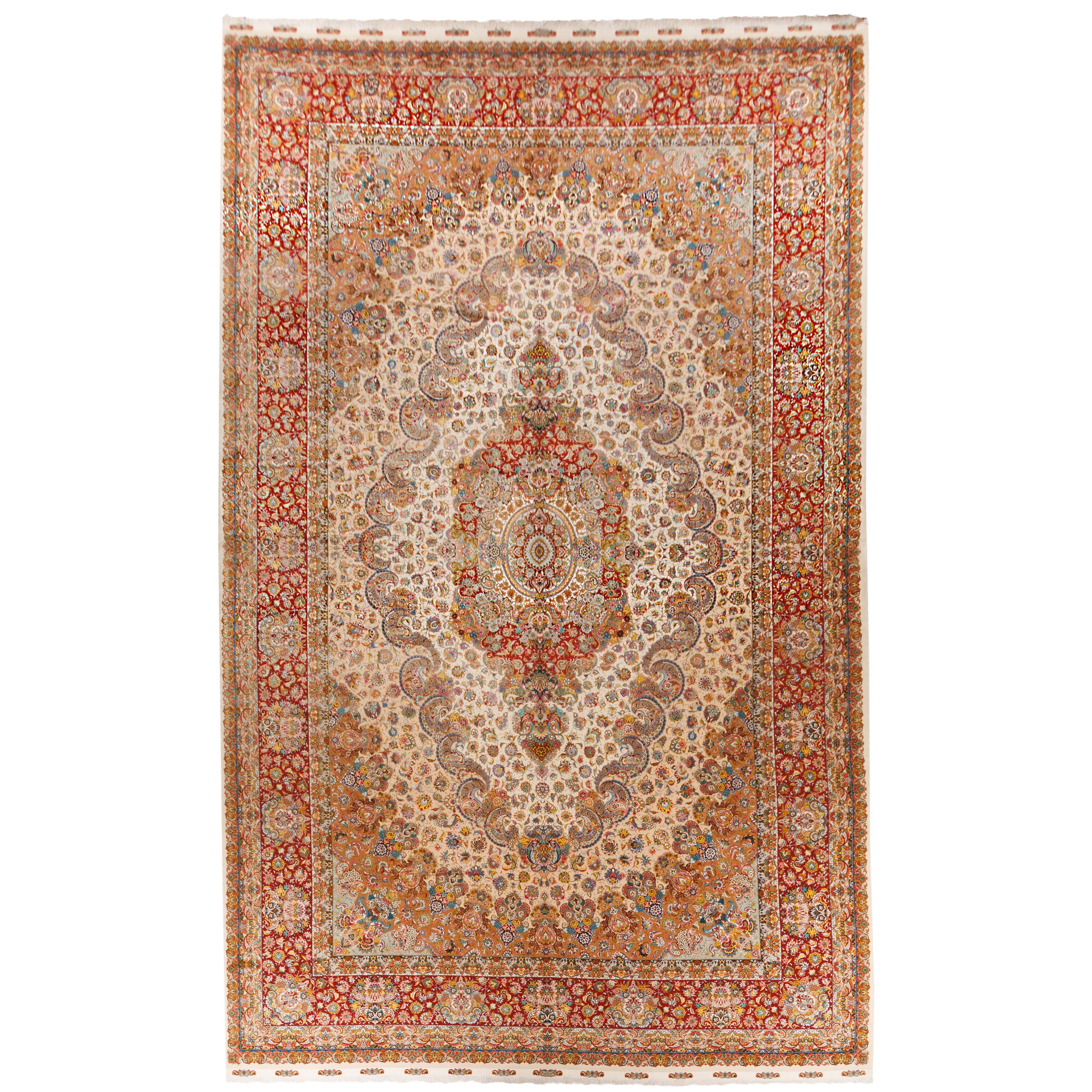 Tabriz Handmade Carpet — Lachak Toranj | Silk Pile / Silk Warp | 500 × 822 cm | SKU 14100760