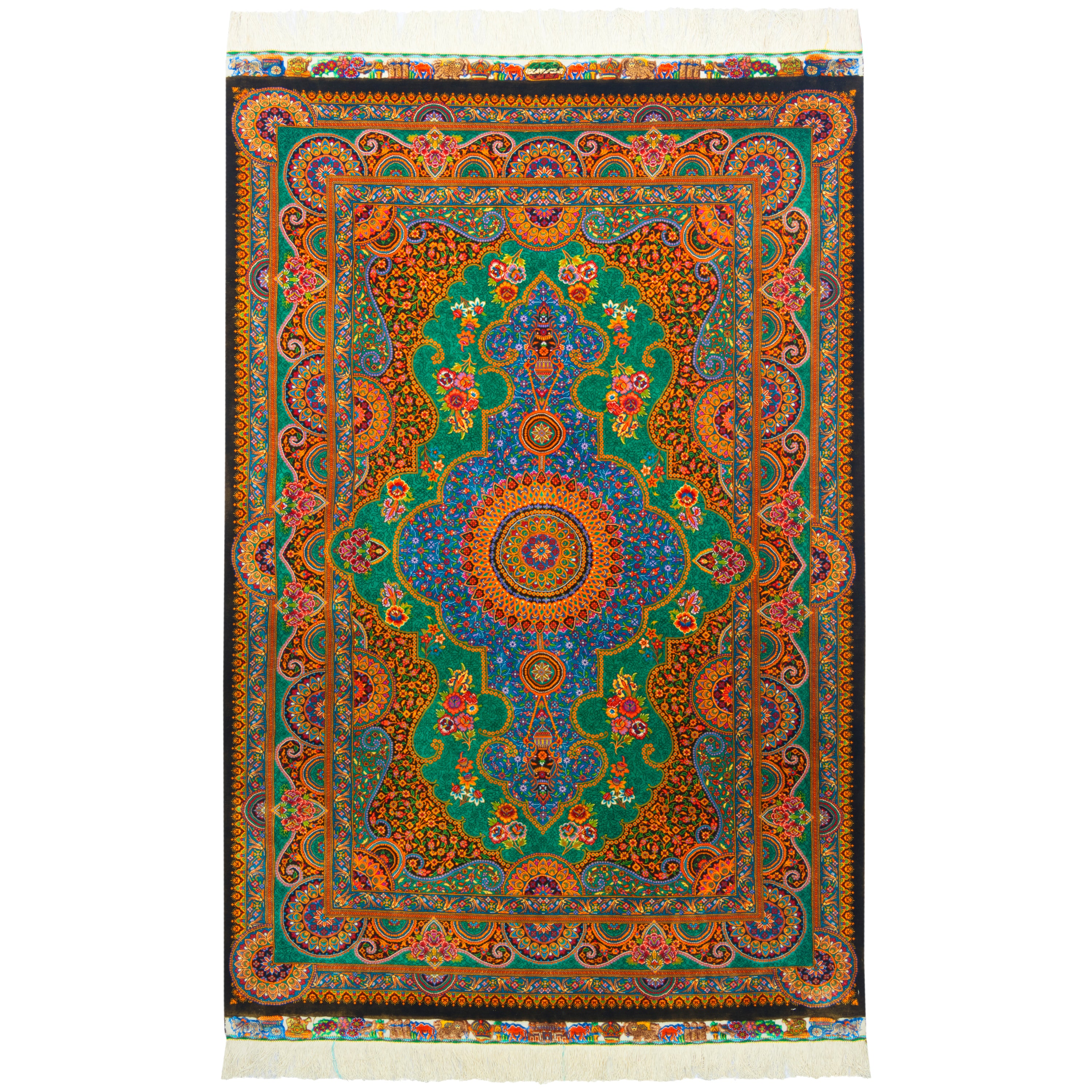 Qom Handmade Carpet — Lachak Toranj | Full Silk | 103 × 150 cm | SKU 10100196