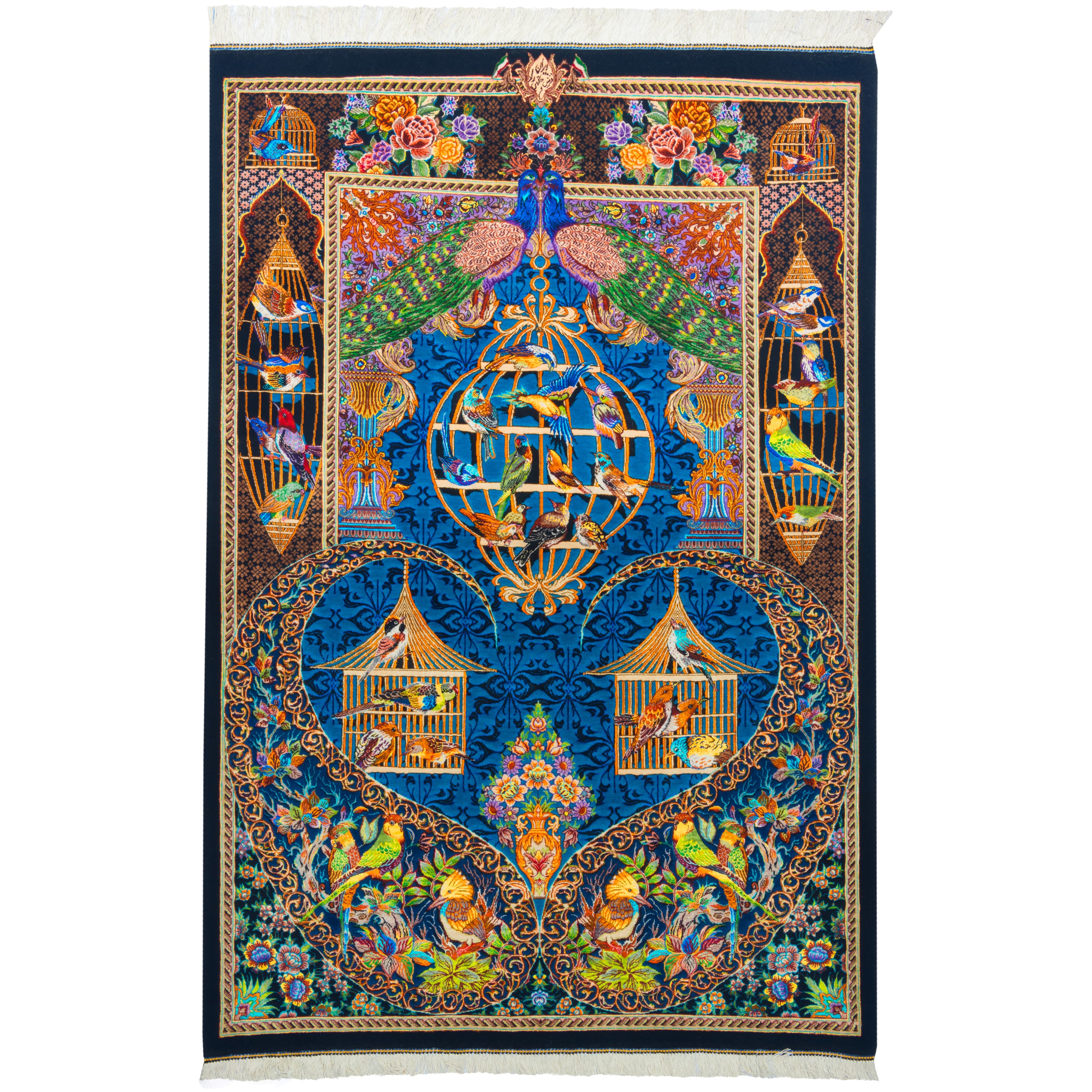 Qom Handmade Carpet — Sarasar | Full Silk | 98 × 145 cm | SKU 10100155