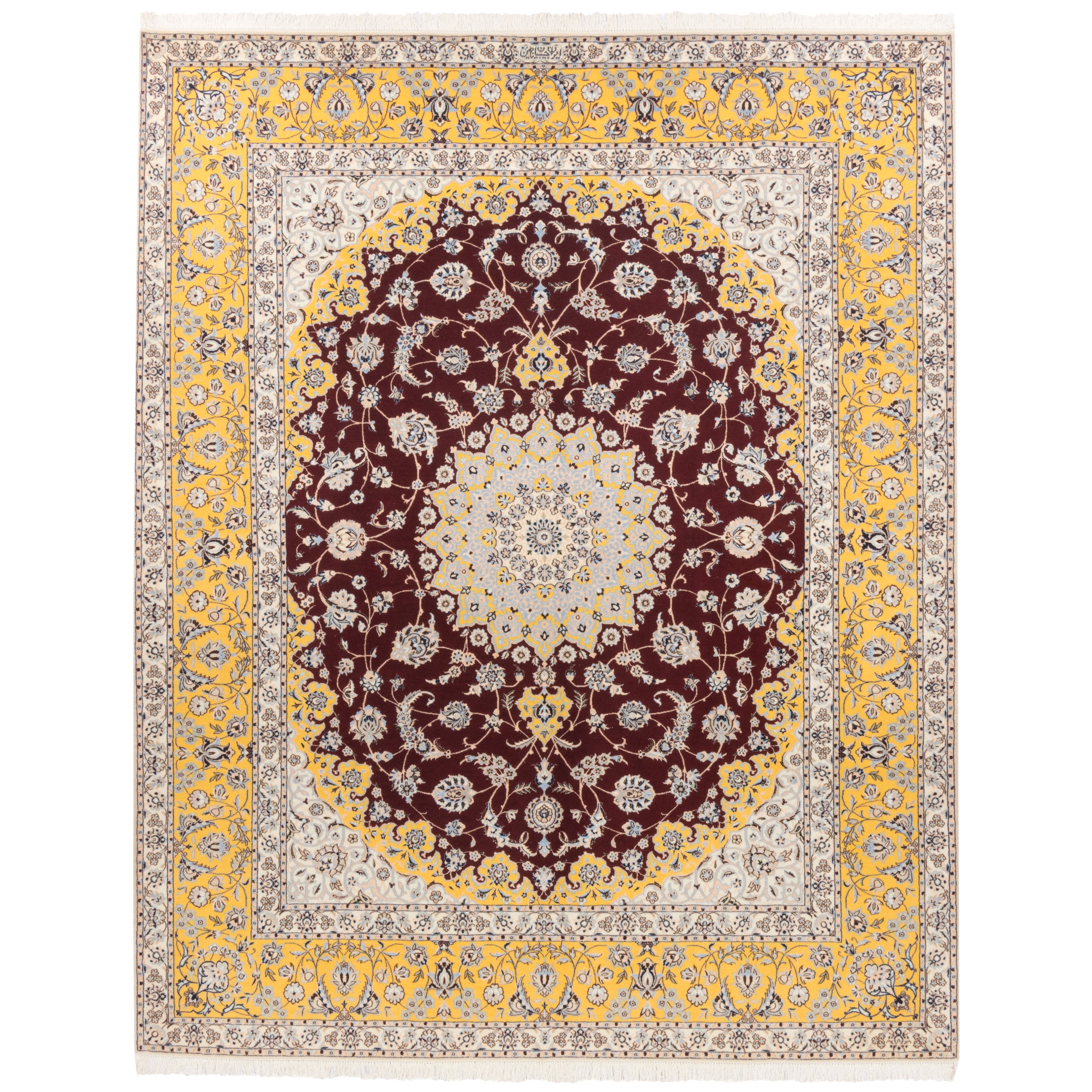 سجادة نائين يدوية - لاشاك تورانج | خيوط حرير / سدى صوف | 210 × 260 سم | رمز المنتج 10500994