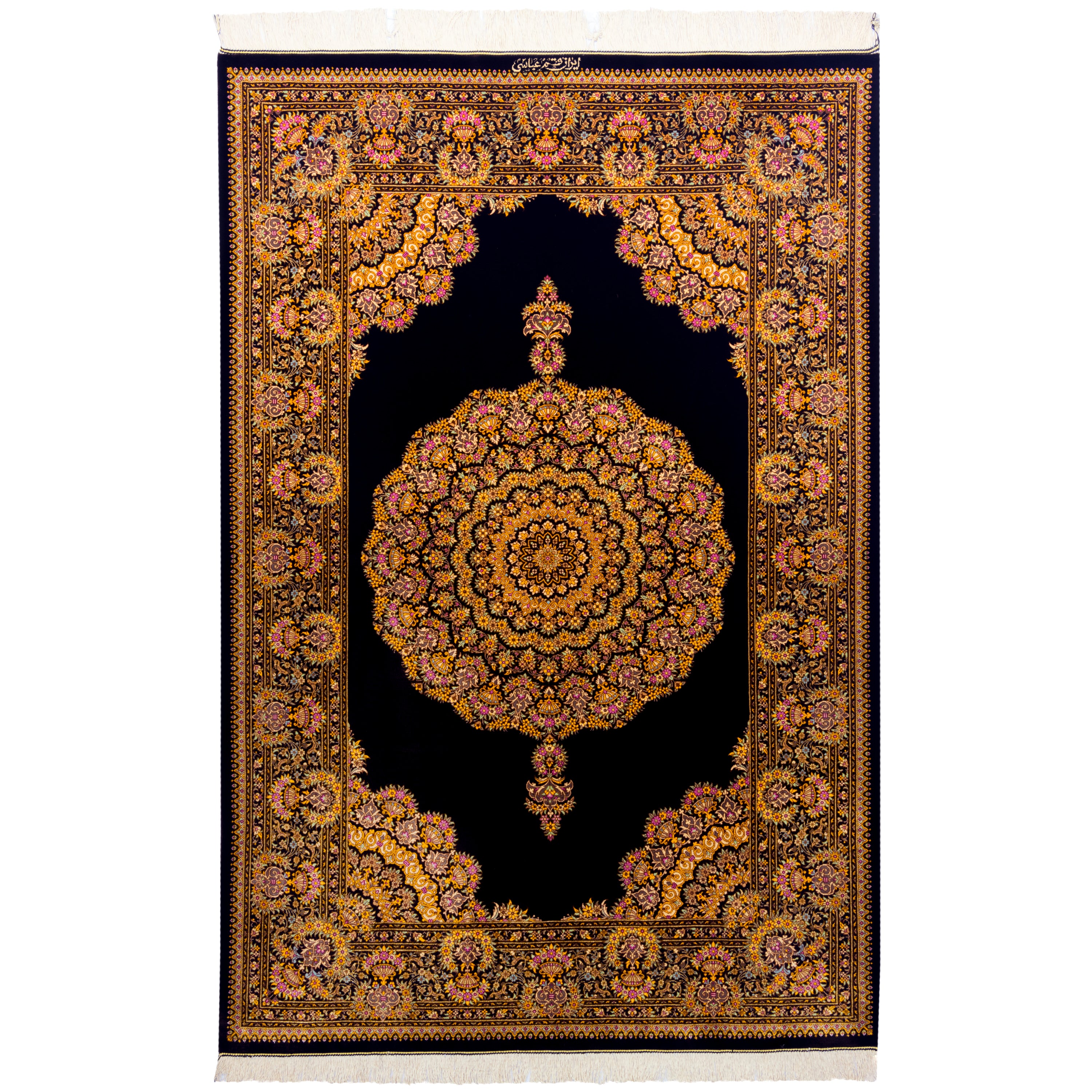 Qom Handmade Carpet — Kaf Sadeh | Full Silk | 100 × 150 cm | SKU 10100166