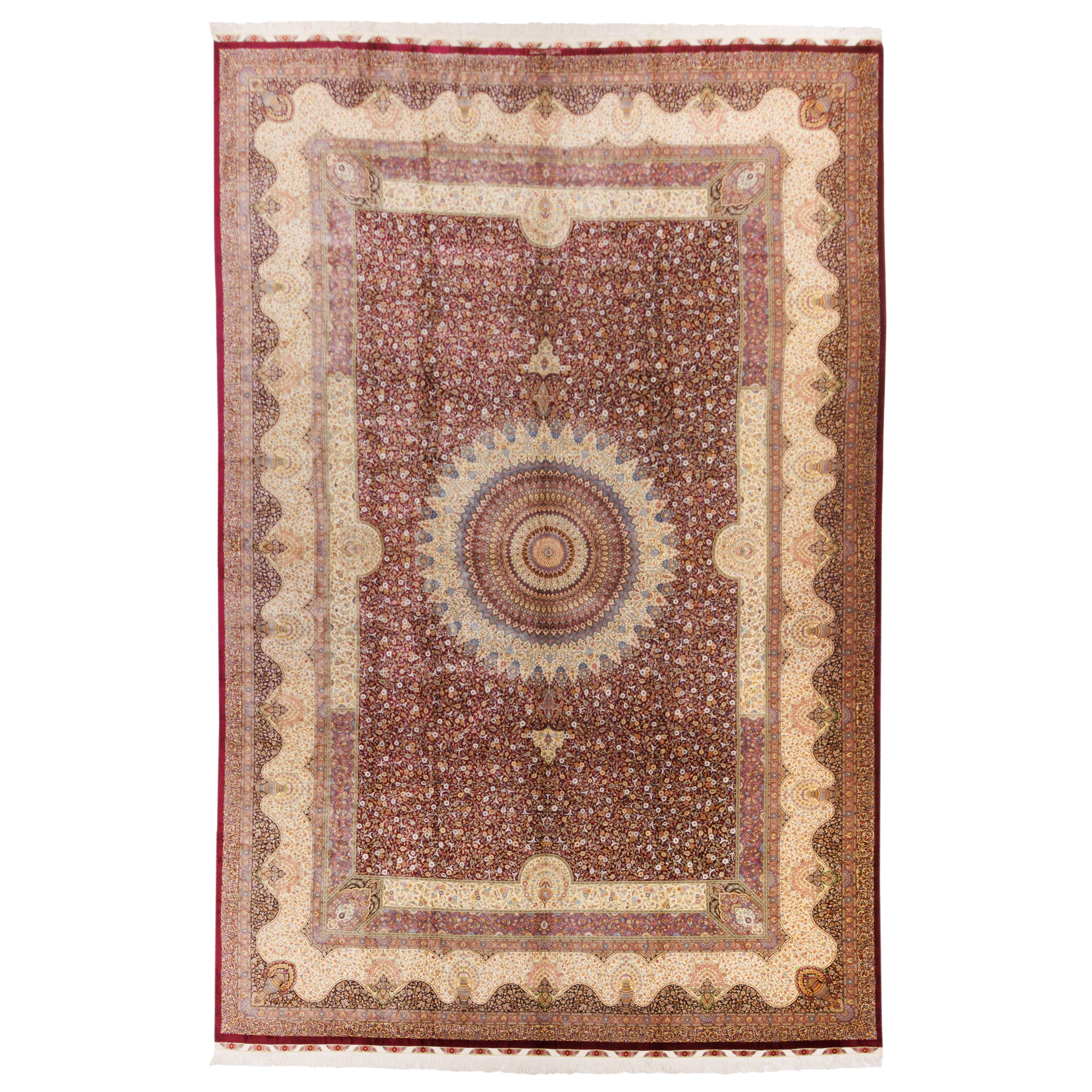 Qom Handmade Carpet — Toranj-dar | Full Silk | 600 × 395 cm | SKU 12300742