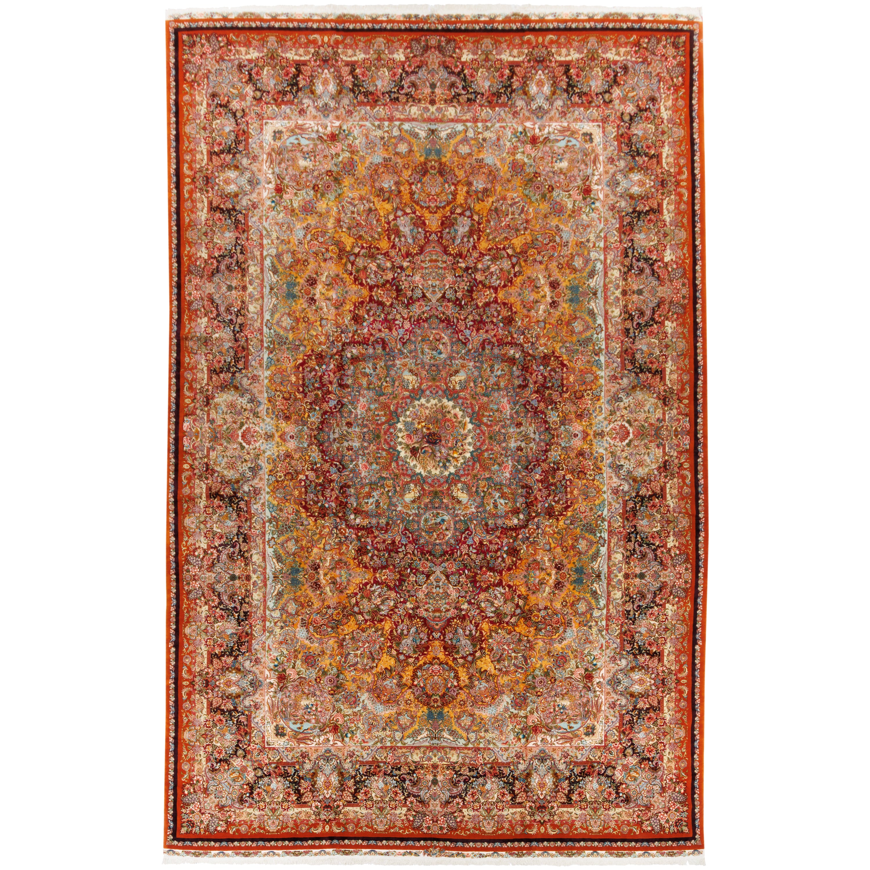 Tabriz Handmade Carpet — Lachak Toranj | Silk Pile / Silk Warp | 389 × 607 cm | SKU 12300732