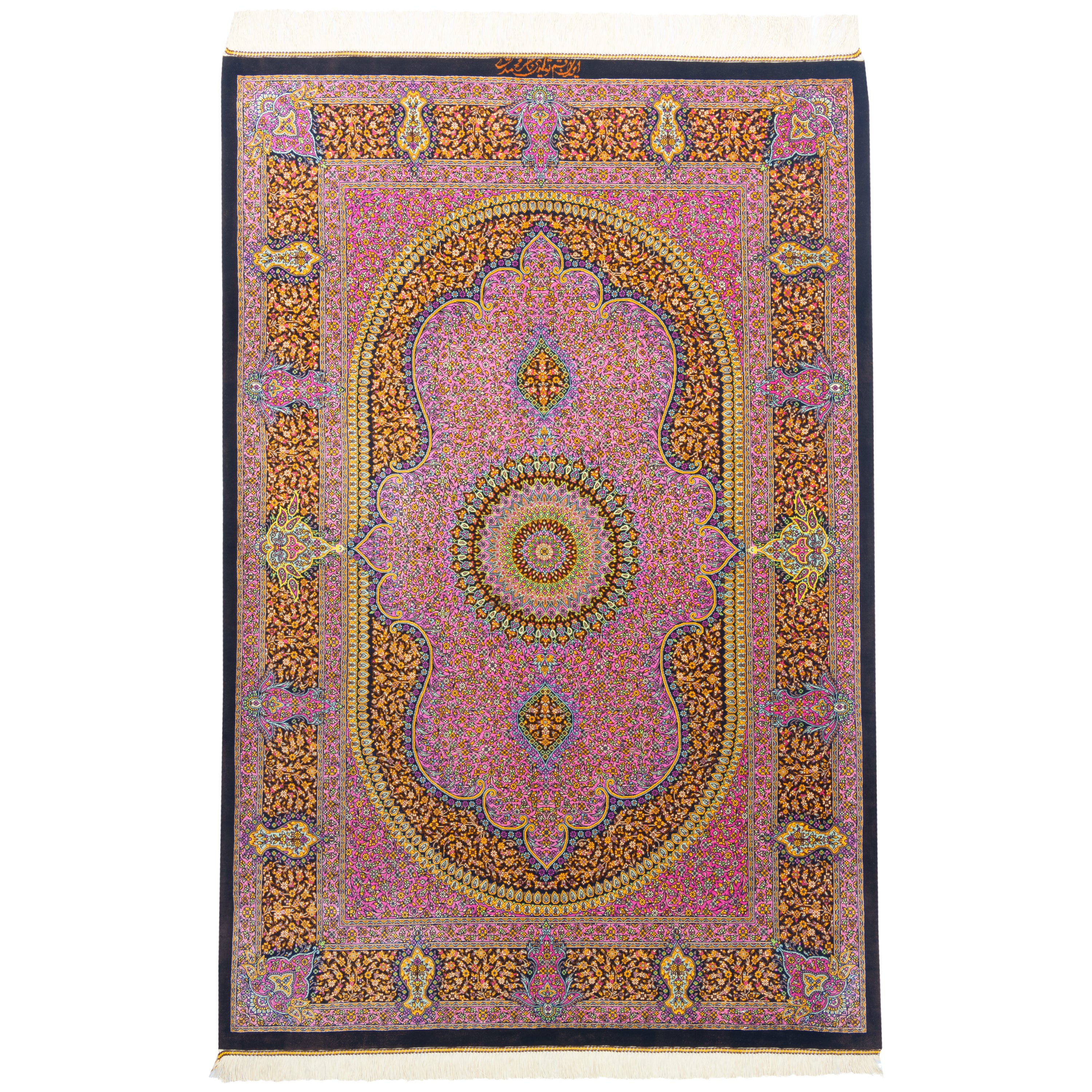 Qom Handmade Carpet — Lachak Toranj | Full Silk | 100 × 151 cm | SKU 10100171