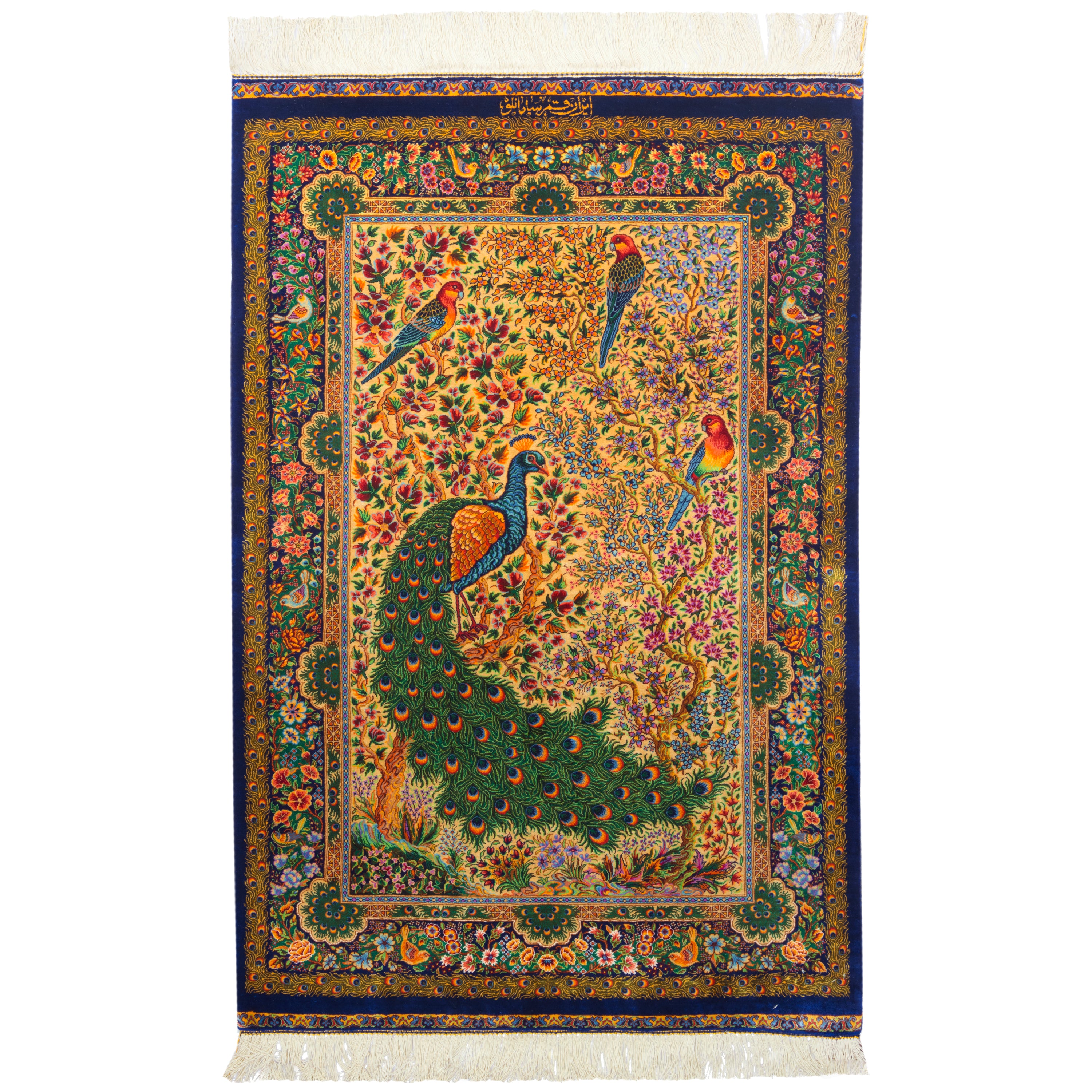 Qom Handmade Carpet — Sarasar | Full Silk | 80 × 124 cm | SKU 10100215