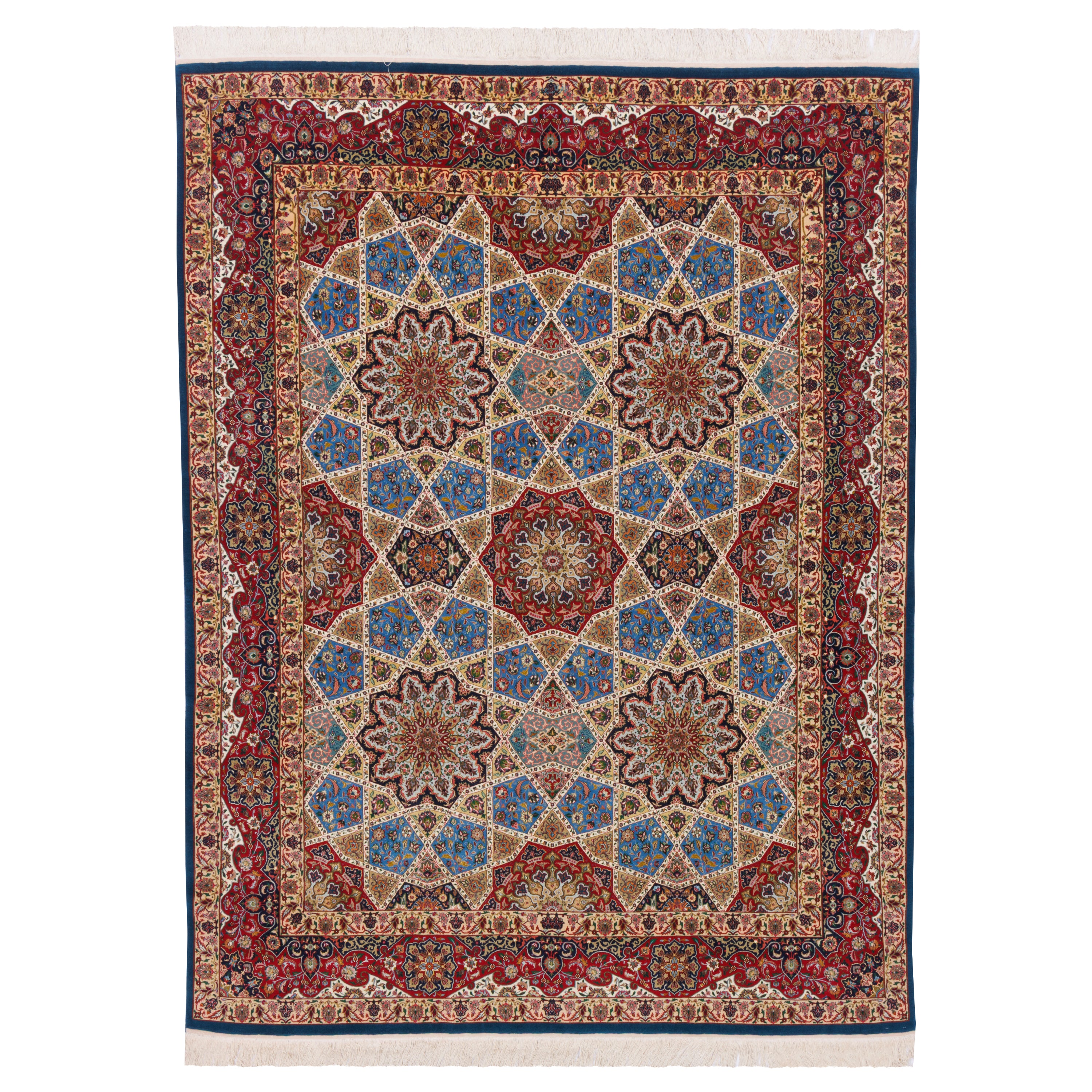 Isfahan Handmade Carpet — Gonbadi | Silk Pile / Silk Warp | 197 × 260 cm | SKU 10500070