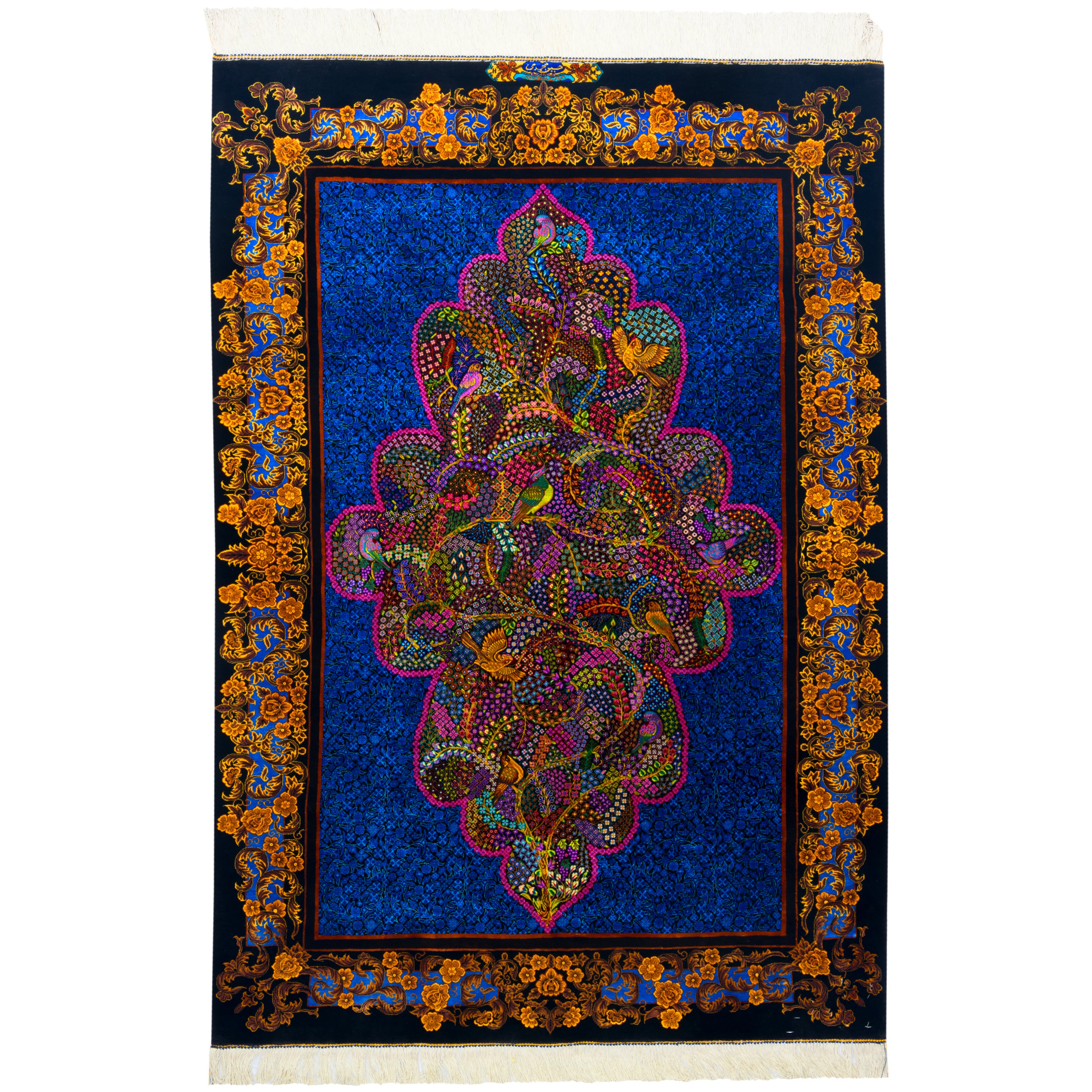 Qom Handmade Carpet — Toranj-dar | Full Silk | 104 × 152 cm | SKU 10100188