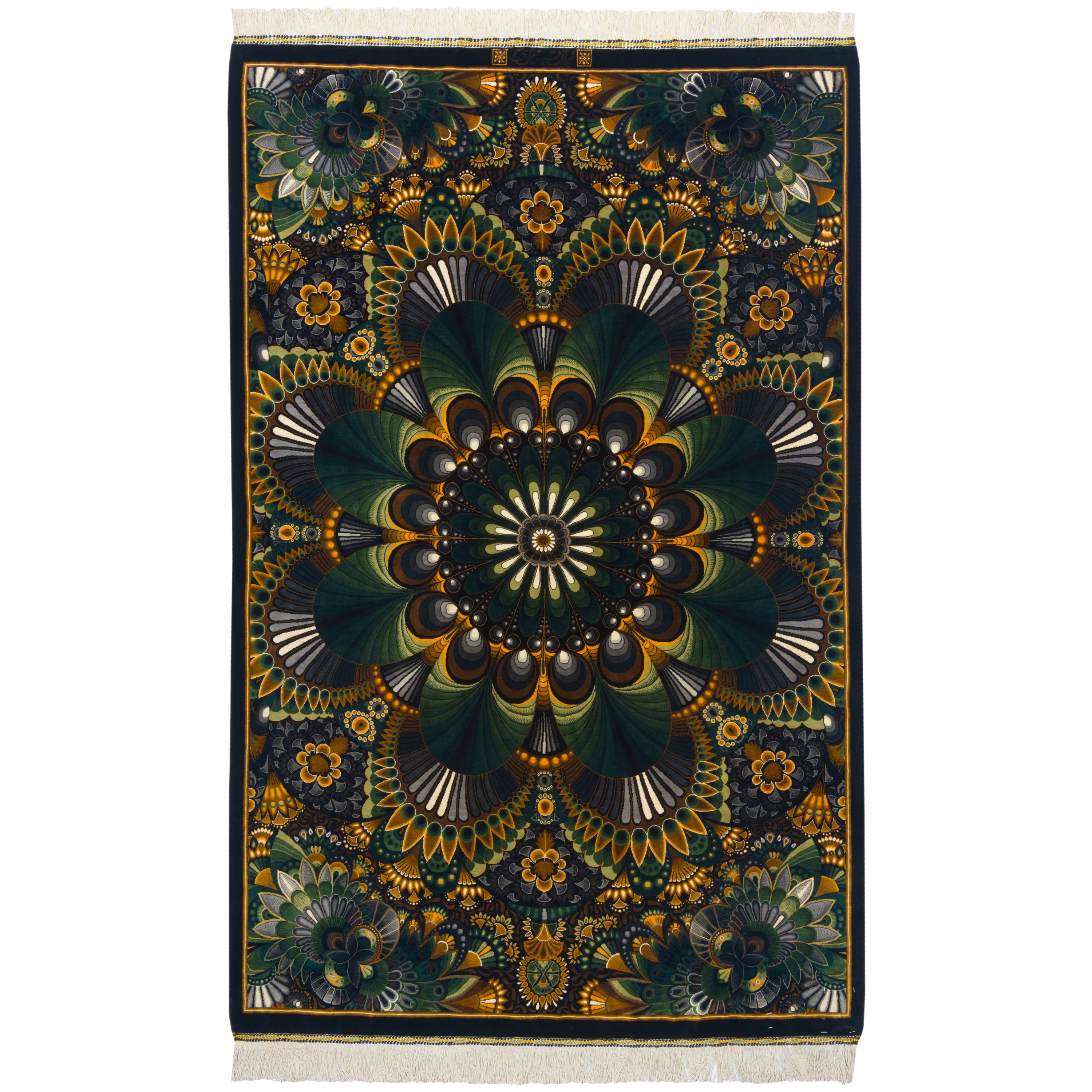 Qom Handmade Carpet — Toranj-dar | Full Silk | 100 × 160 cm | SKU 10100189