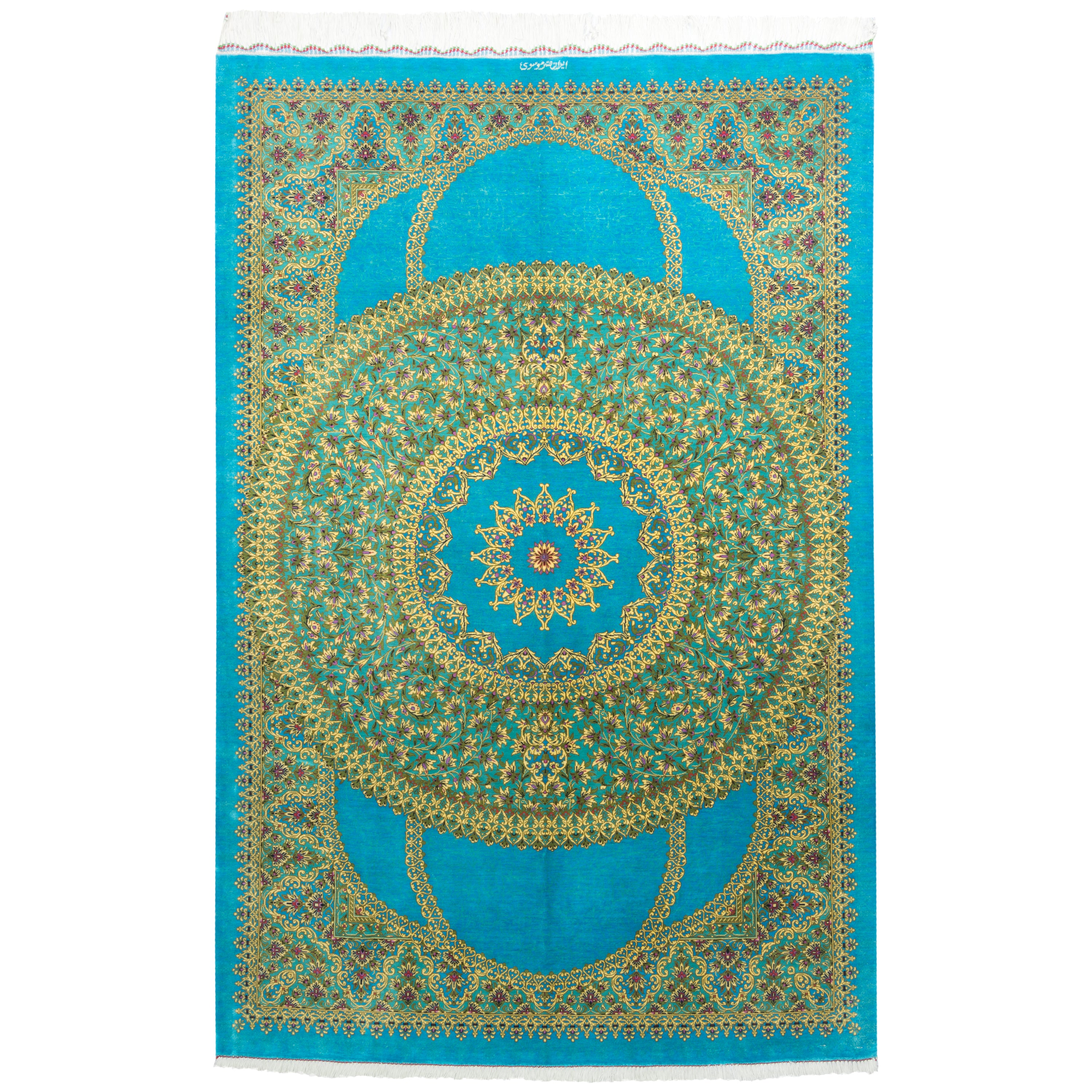 Qom Handmade Carpet — Toranj-dar | Full Silk | 100 × 150 cm | SKU 10100167
