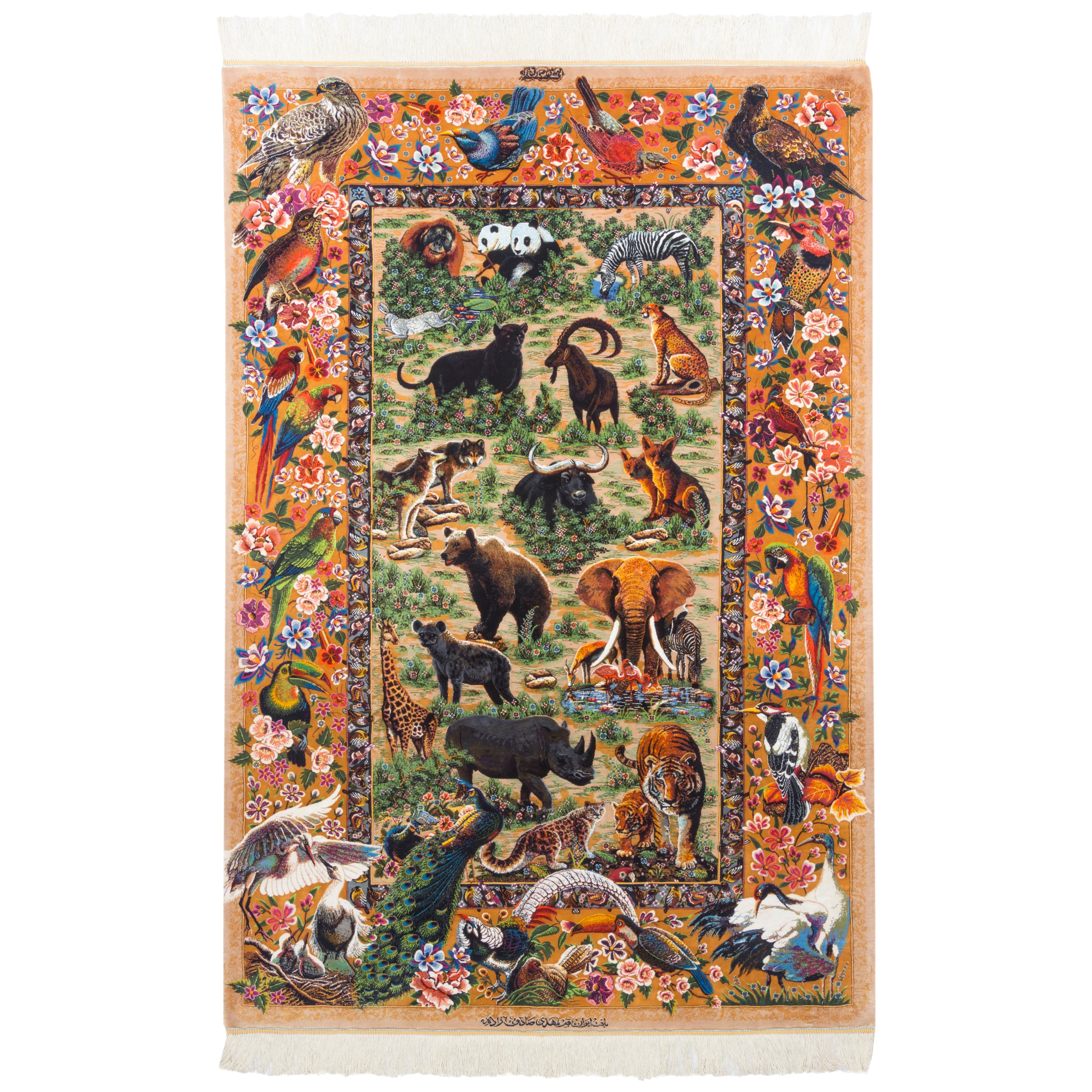 Qom Handmade Carpet — Sarasar | Full Silk | 106 × 158 cm | SKU 10100210