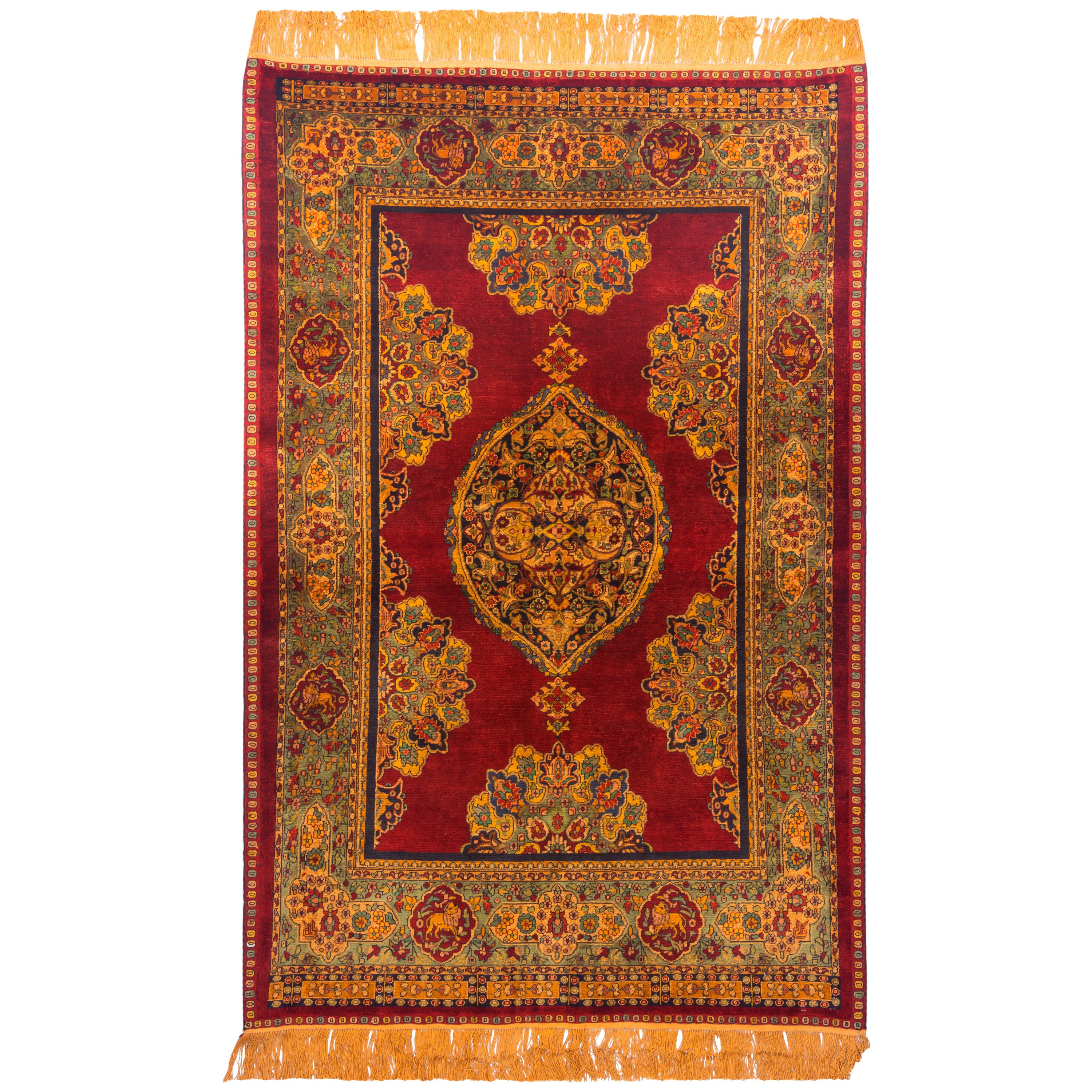 Sarakhs Handmade Carpet — Toranj-dar | Full Silk | 102 × 155 cm | SKU 10100160