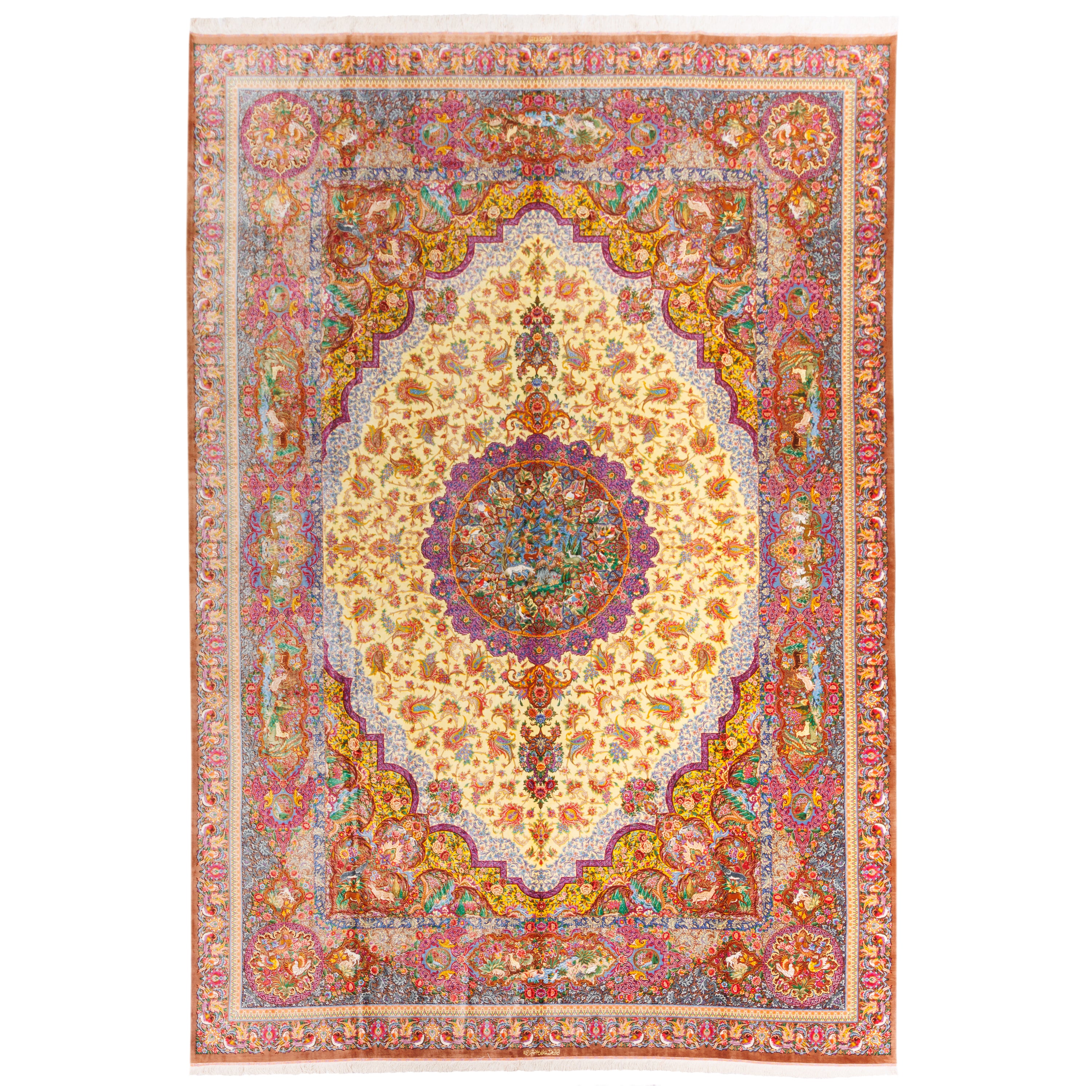 Qom Handmade Carpet — Lachak Toranj | Full Silk | 341 × 497 cm | SKU 11600736