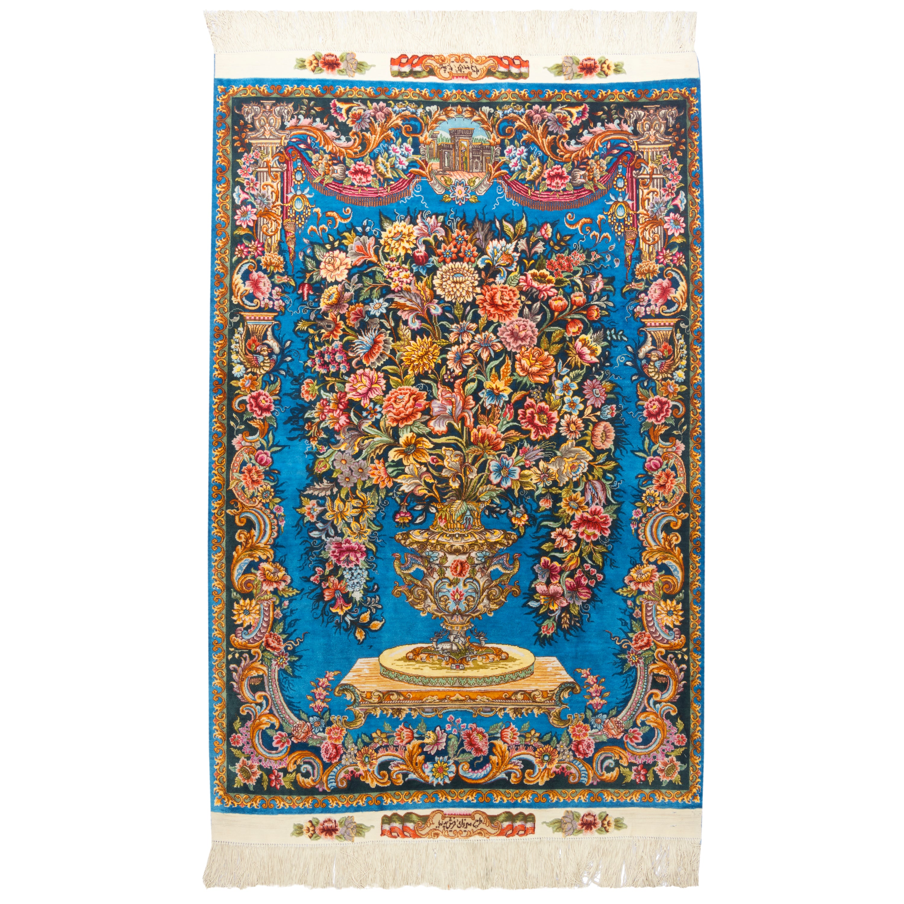 Qom Handmade Carpet — Goldani | Full Silk | 100 × 160 cm | SKU 10100213