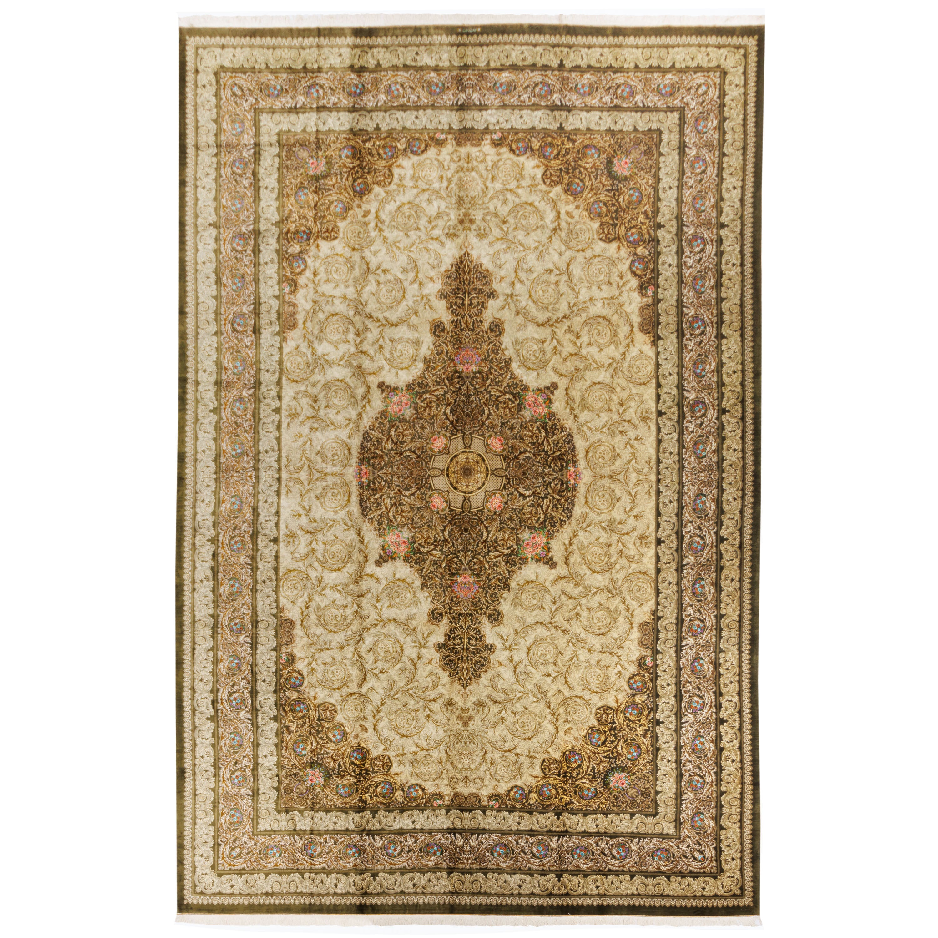Qom Handmade Carpet — Lachak Toranj | Full Silk | 397 × 596 cm | SKU 12300739