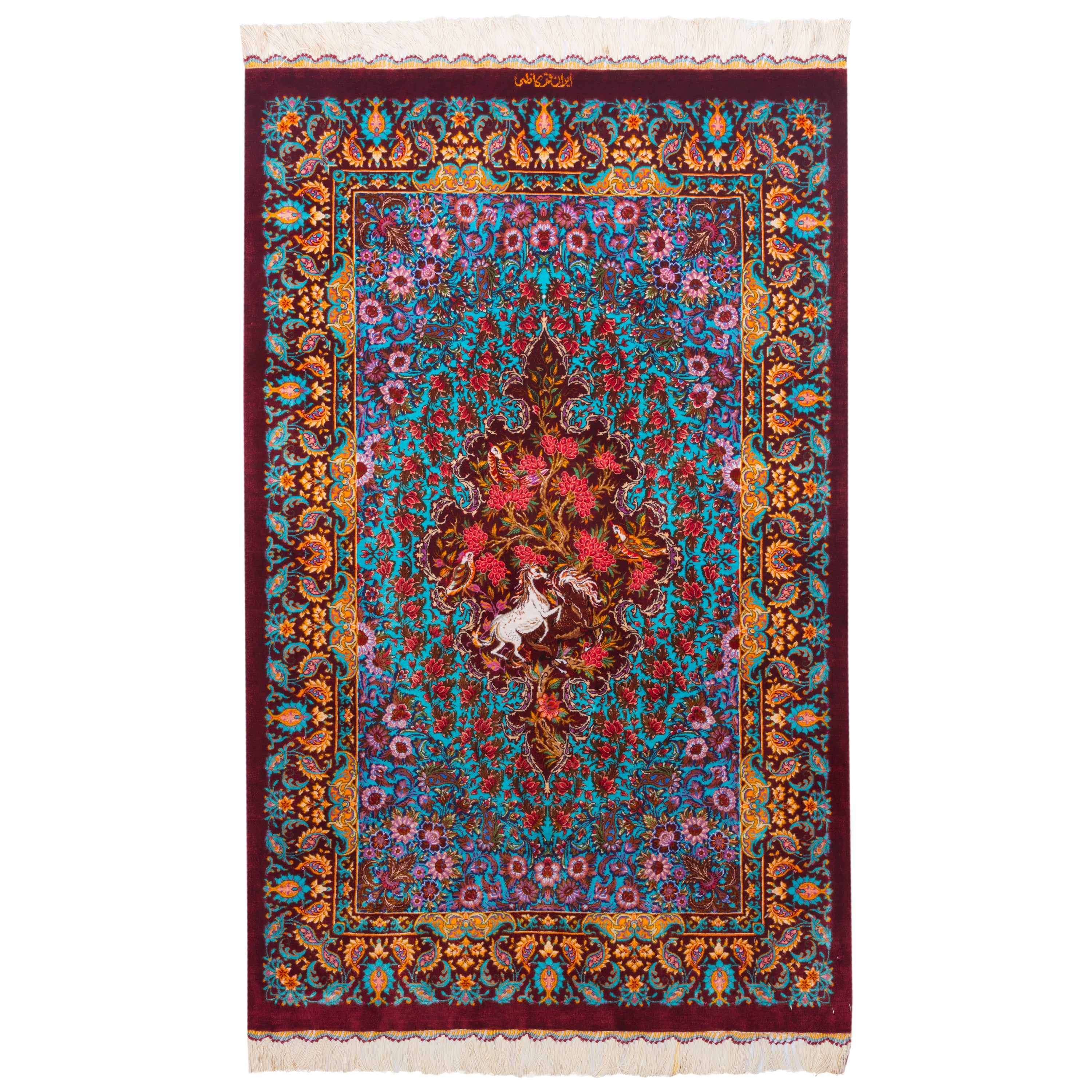 Qom Handmade Carpet — Lachak Toranj | Full Silk | 78 × 120 cm | SKU 10000220