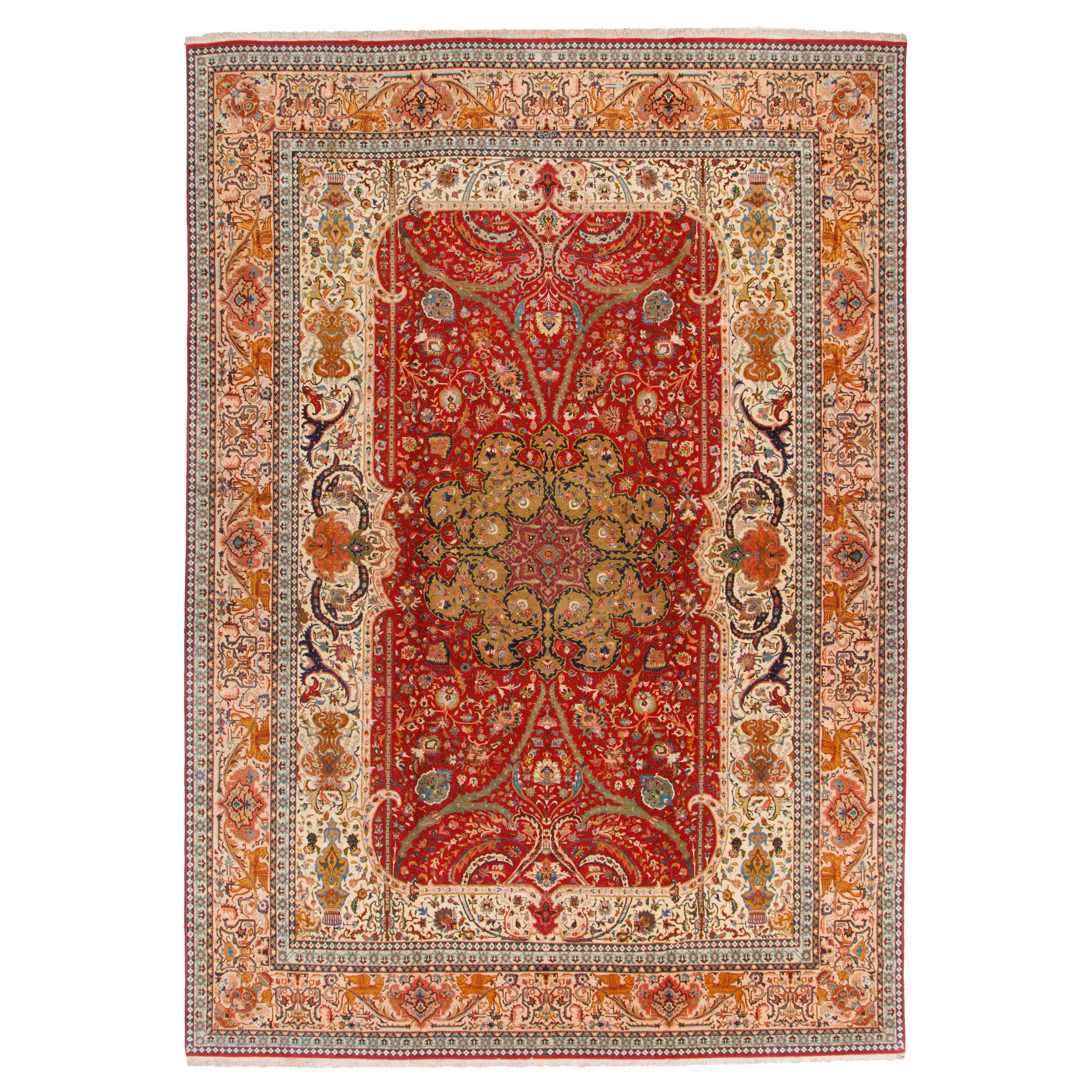 Tabriz Handmade Carpet — Toranj-dar | Wool / Silk Warp | 344 × 490 cm | SKU 11600147