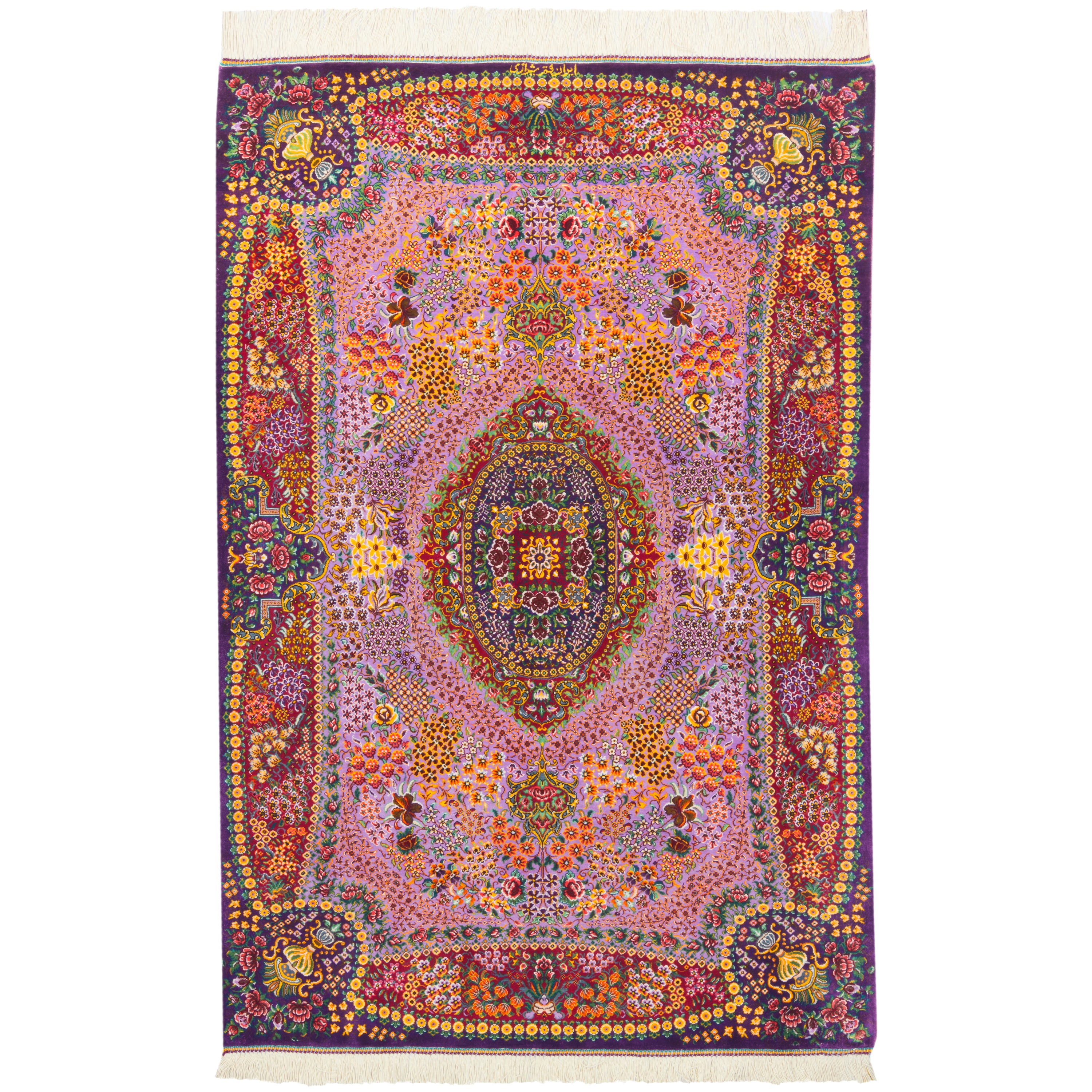 Qom Handmade Carpet — Lachak Toranj | Full Silk | 80 × 115 cm | SKU 10000227
