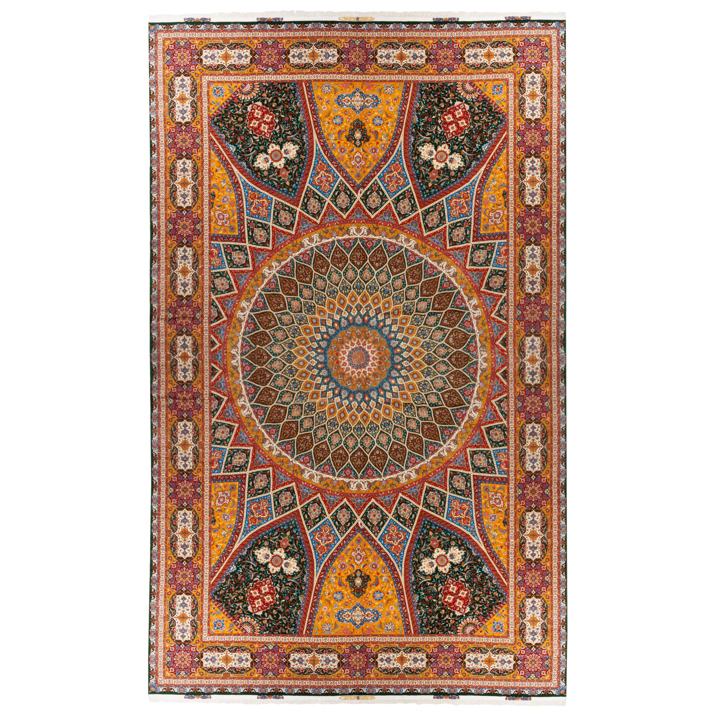 Tabriz Handmade Carpet — Gonbadi | Silk Pile / Silk Warp | 493 × 815 cm | SKU 14000761