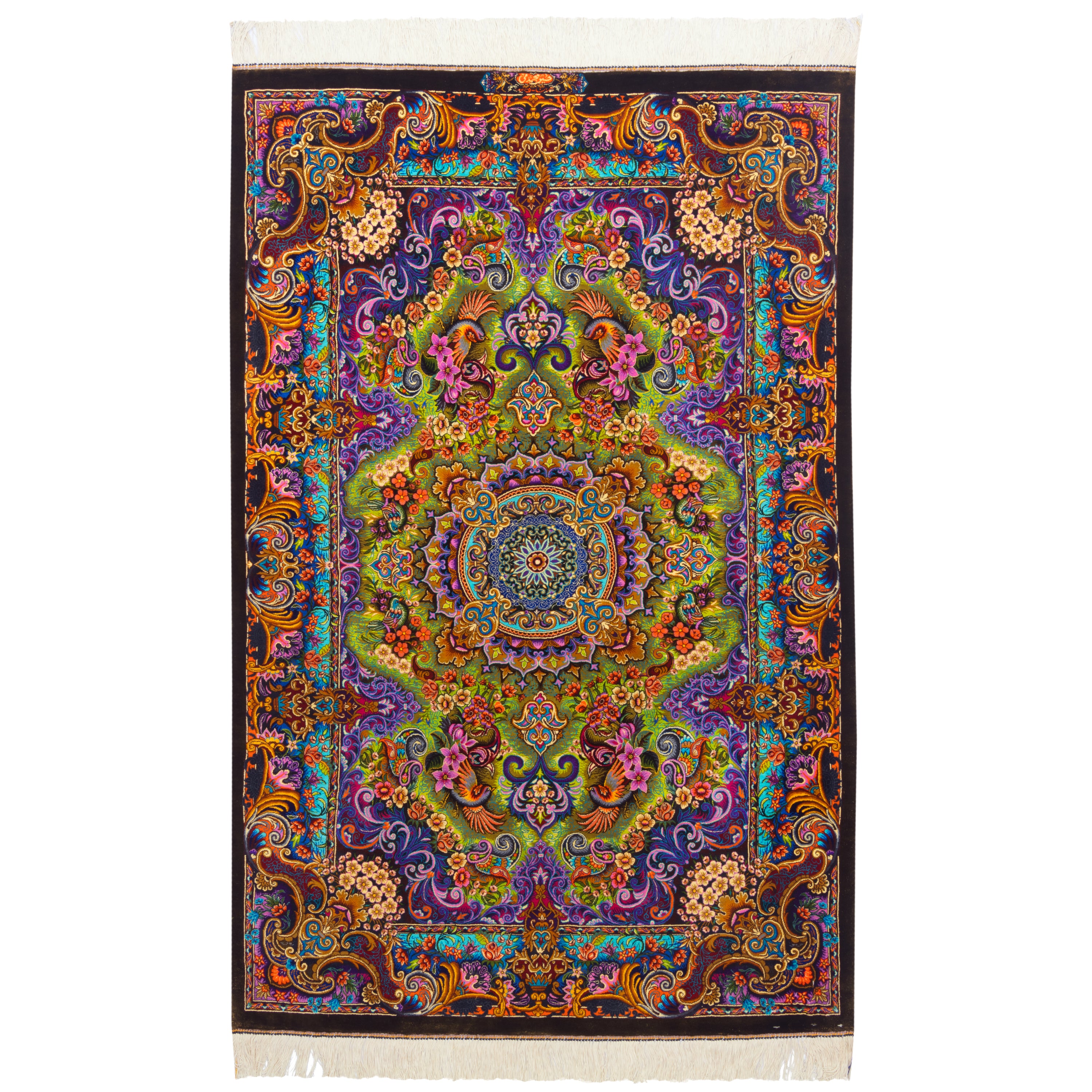 Qom Handmade Carpet — Lachak Toranj | Full Silk | 100 × 151 cm | SKU 10100190