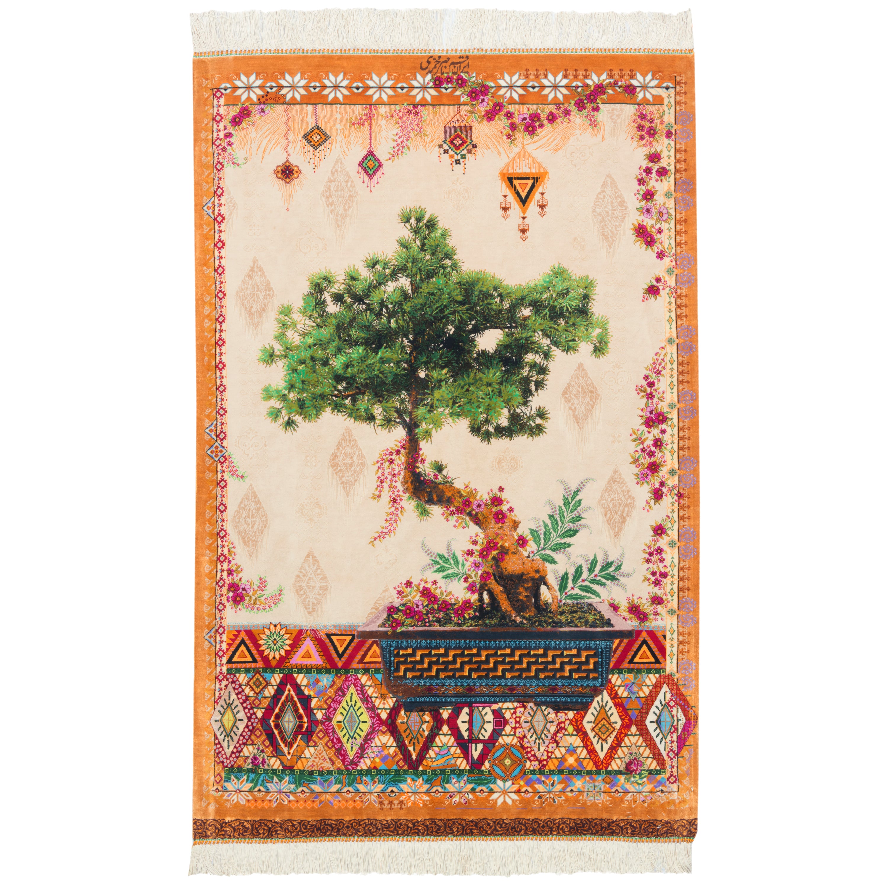 Qom Handmade Carpet — Derakht | Full Silk | 80 × 123 cm | SKU 10000231