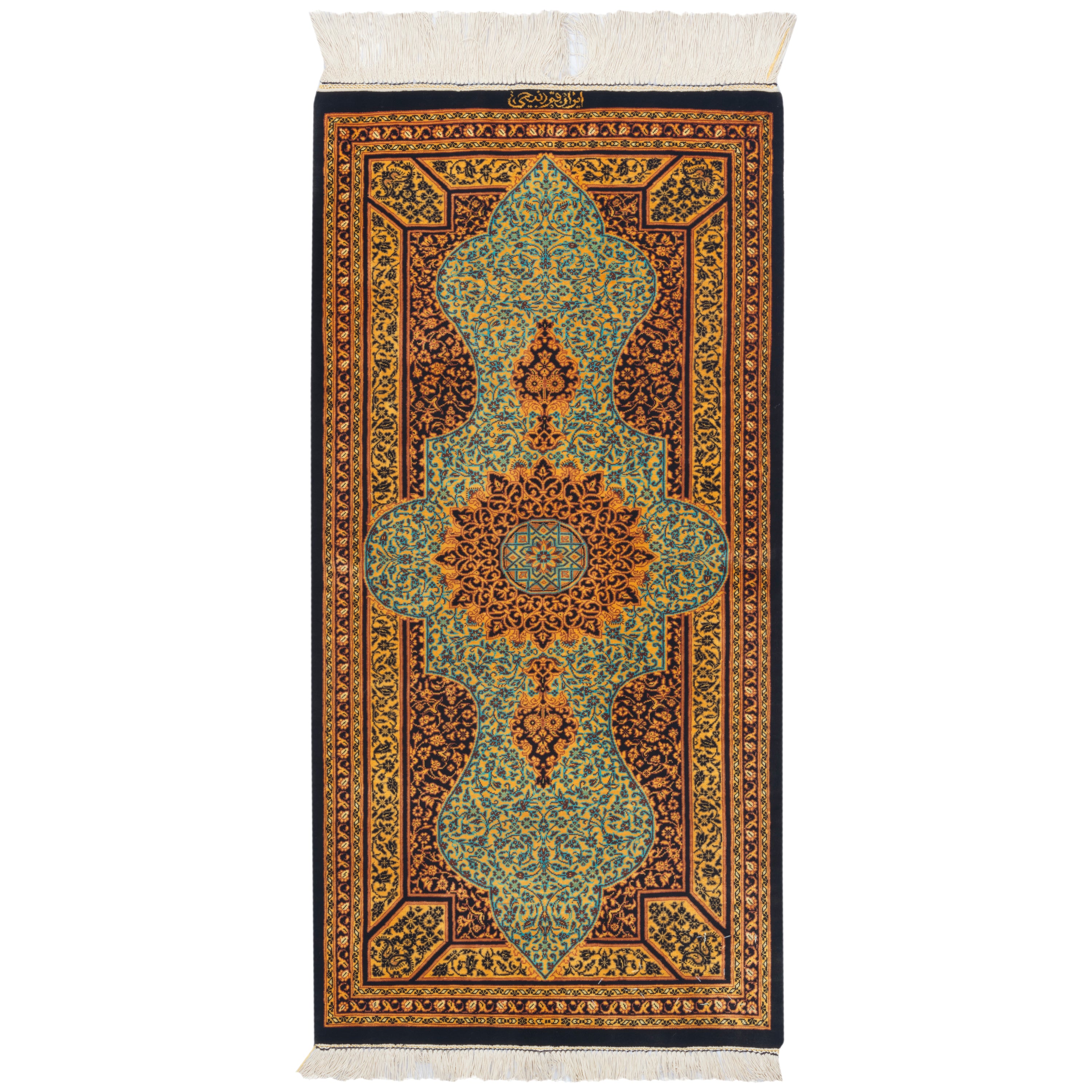 سجادة قم يدوية — لشك ترنج | حرير بالكامل | ٤٧ × ٩٤ سم | رمز المنتج 10000249