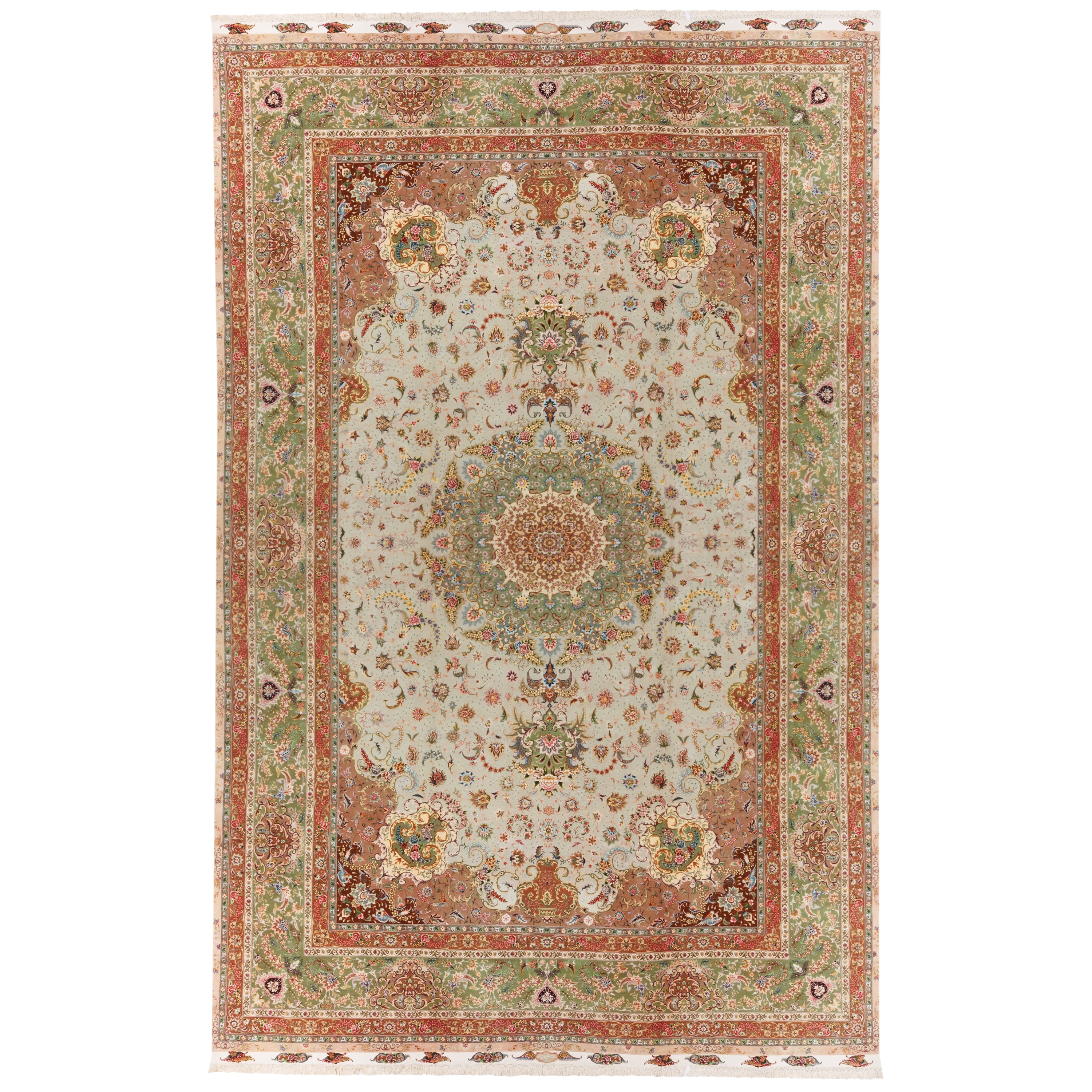Tabriz Handmade Carpet — Lachak Toranj | Silk Pile / Silk Warp | 400 × 622 cm | SKU 12400735
