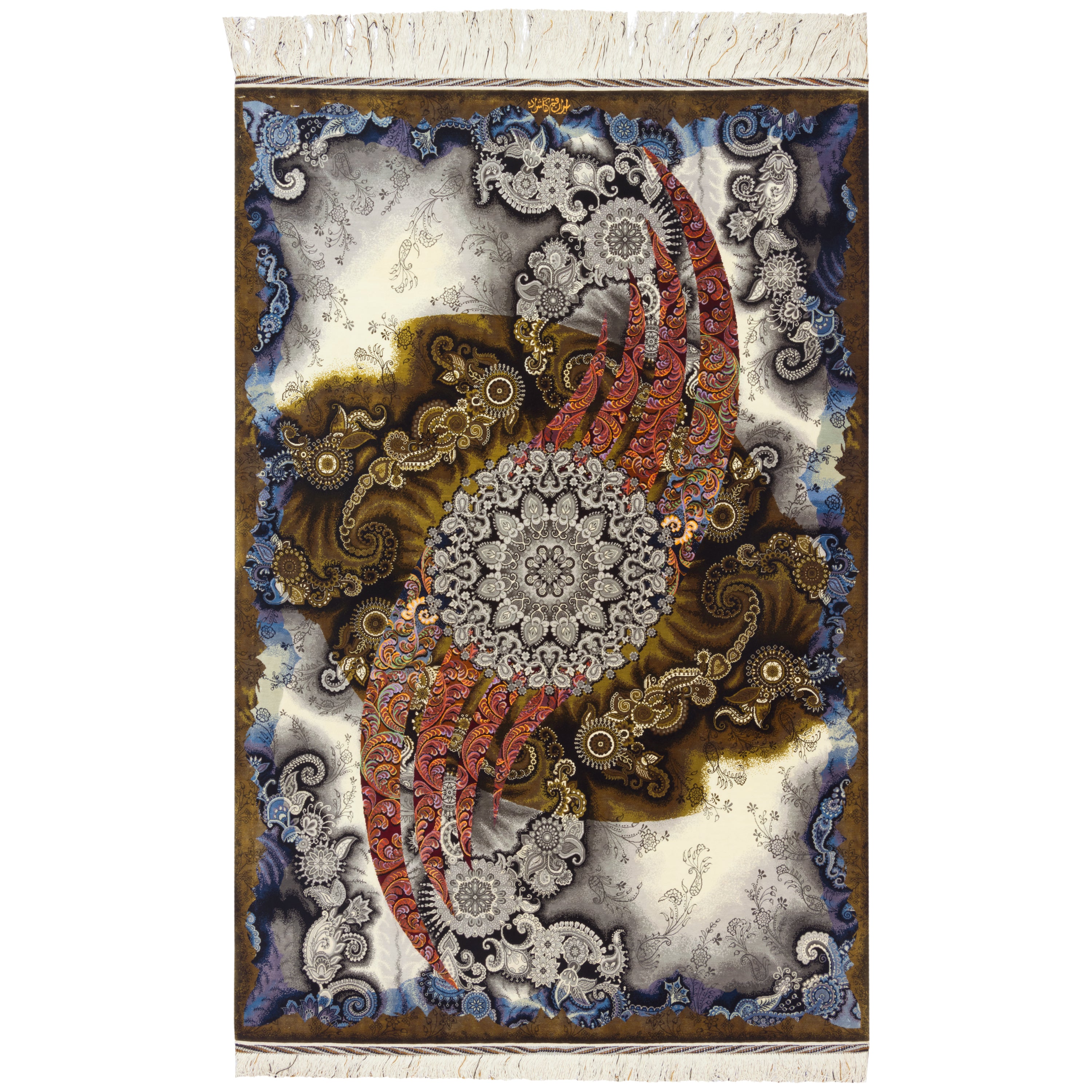 Qom Handmade Carpet — Toranj-dar | Full Silk | 101 × 151 cm | SKU 10100192