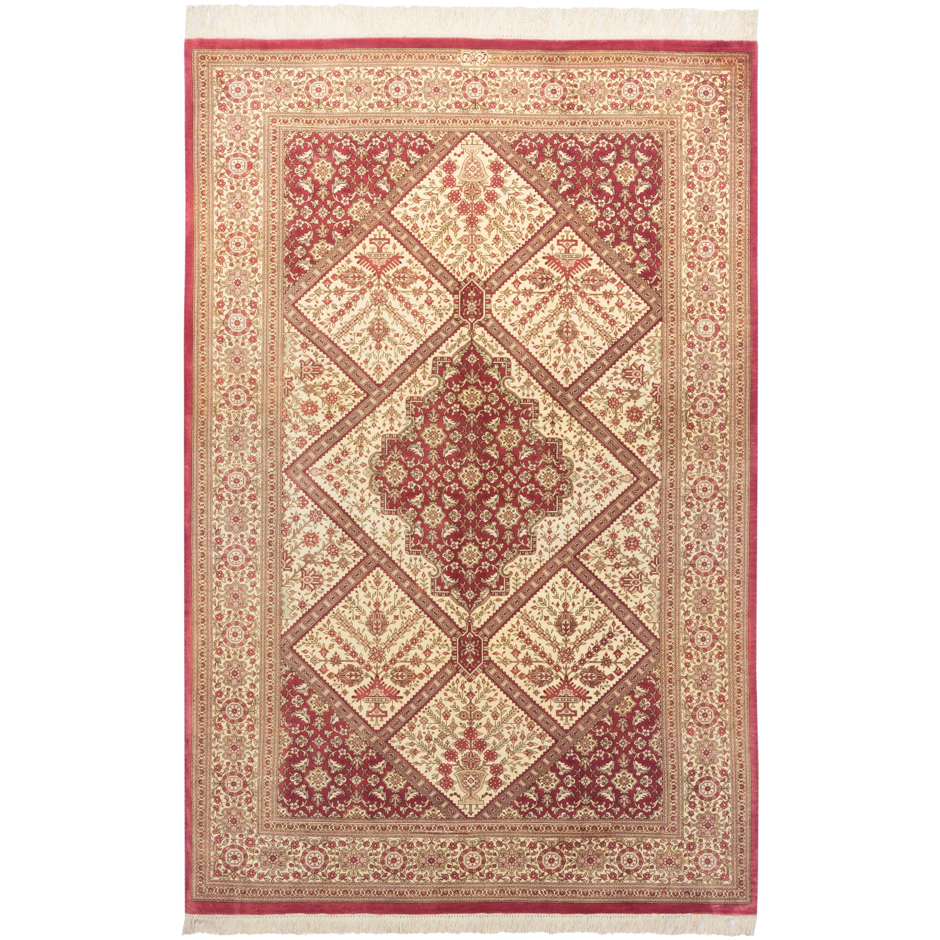 Qom Handmade Carpet — Lachak Toranj | Full Silk | 99 × 151 cm | SKU 10100164