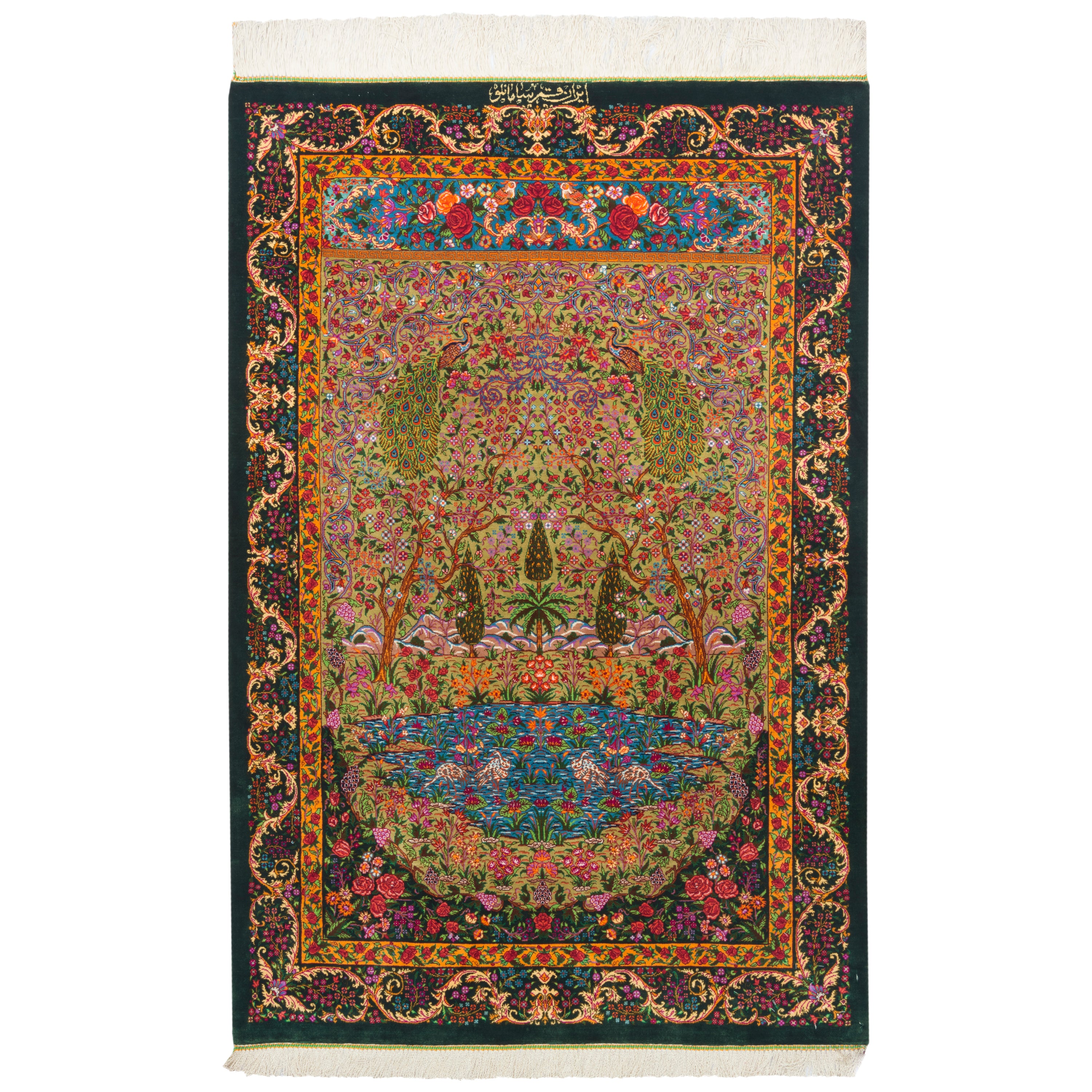 Qom Handmade Carpet — Sarasar | Full Silk | 80 × 120 cm | SKU 10000221