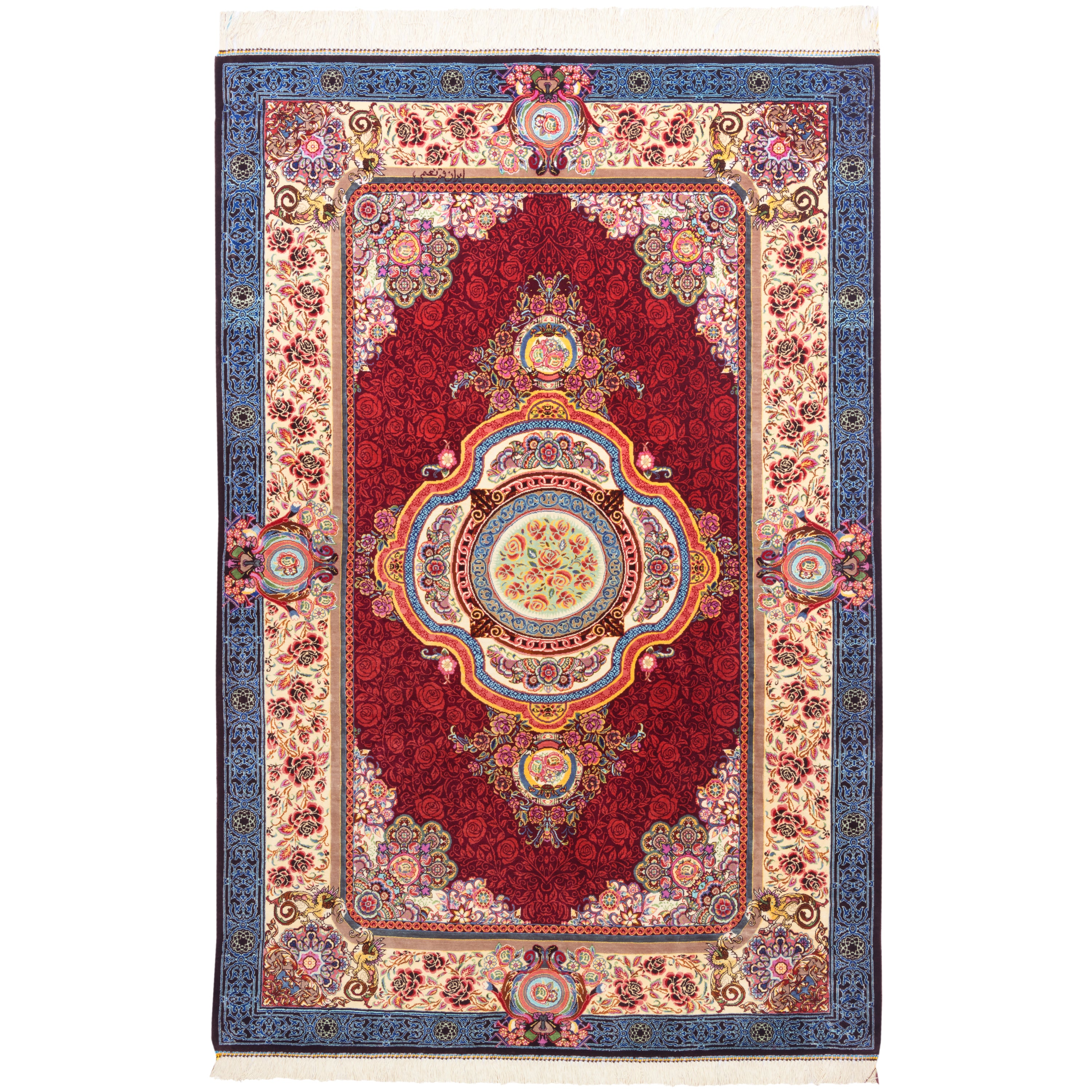 Qom Handmade Carpet — Lachak Toranj | Full Silk | 100 × 150 cm | SKU 10100173