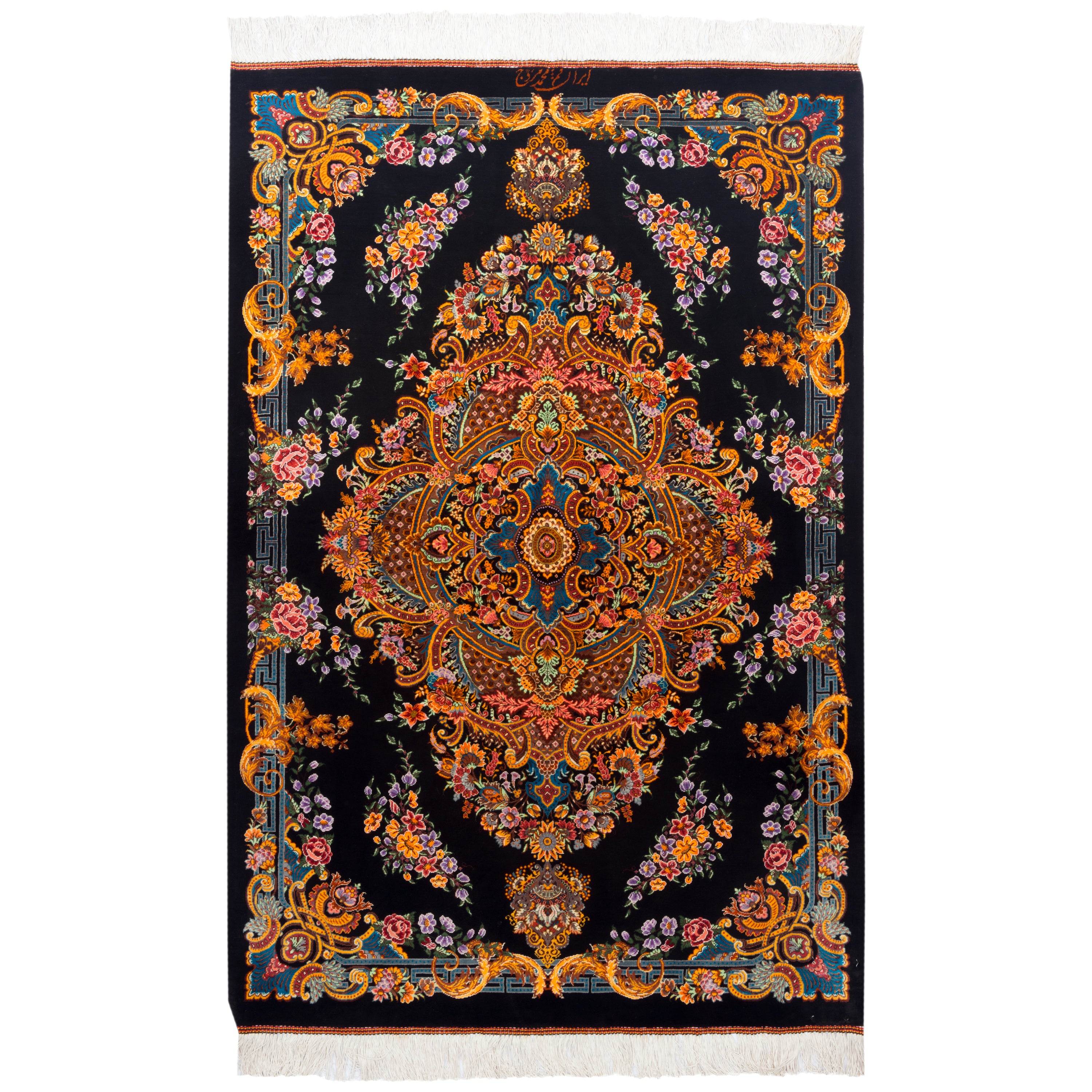 Qom Handmade Carpet — Lachak Toranj | Full Silk | 80 × 120 cm | SKU 10000240