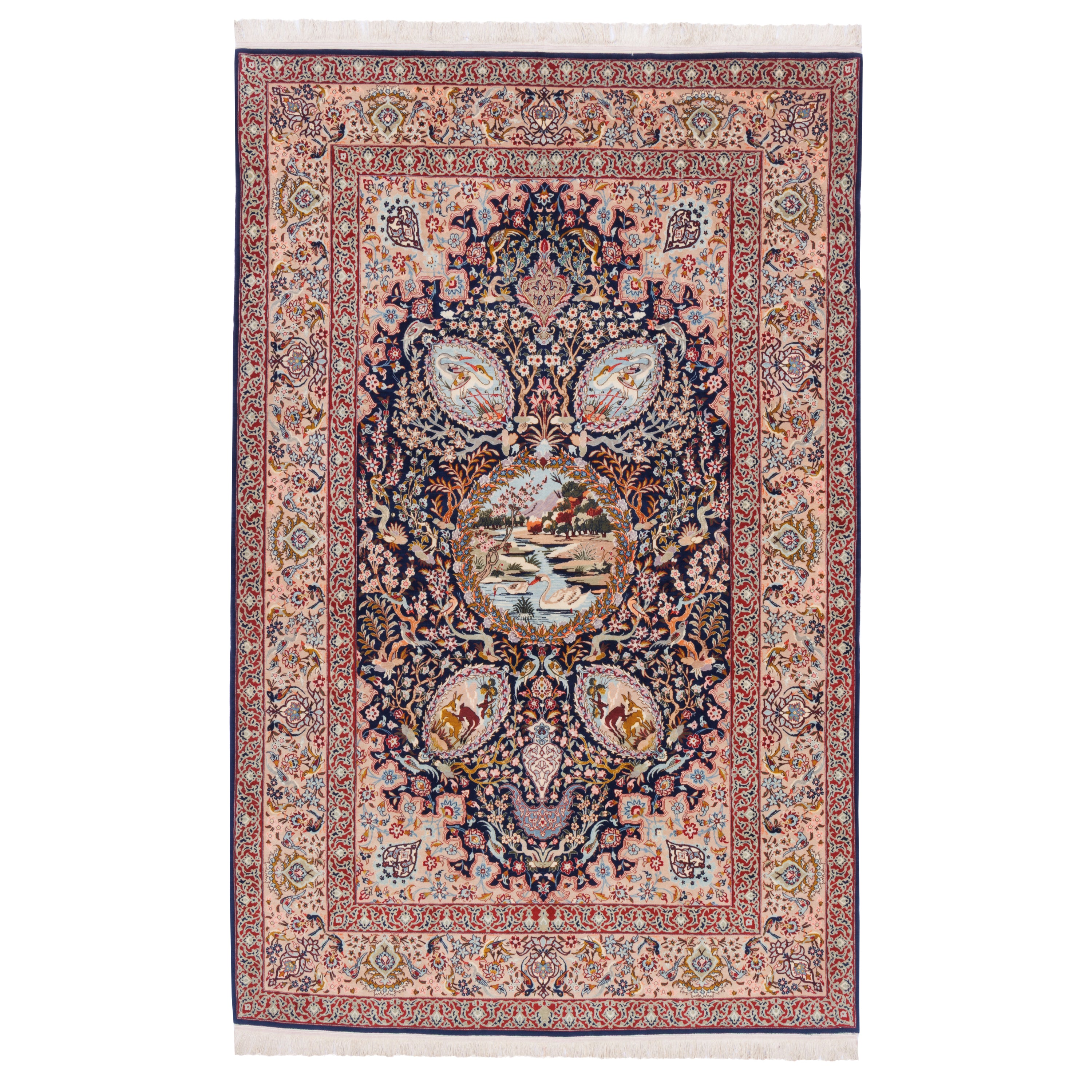 Isfahan Handmade Carpet — Toranj-dar | Wool / Silk Warp | 155 × 242 cm | SKU 10300068