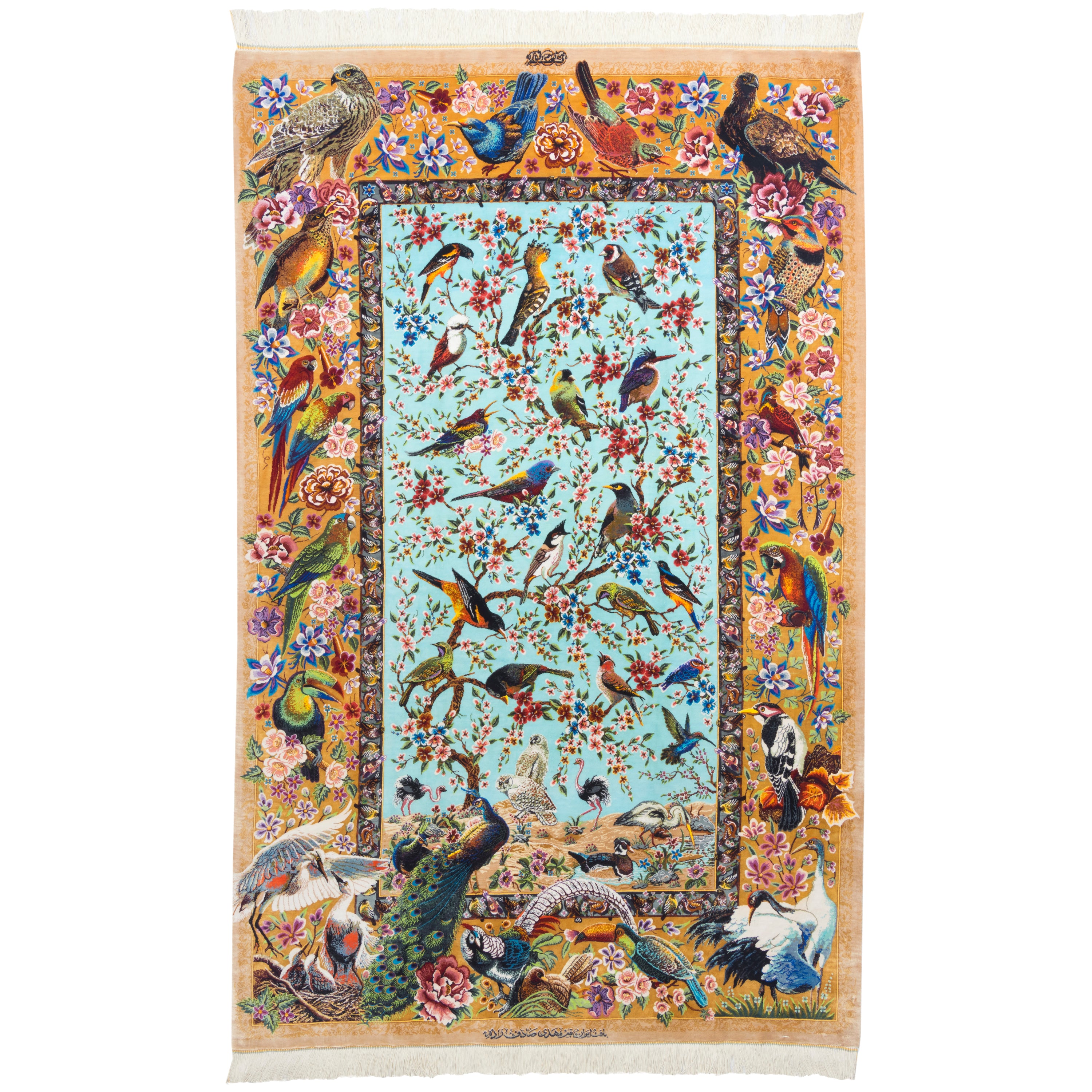 Qom Handmade Carpet — Sarasar | Full Silk | 110 × 173 cm | SKU 10100198
