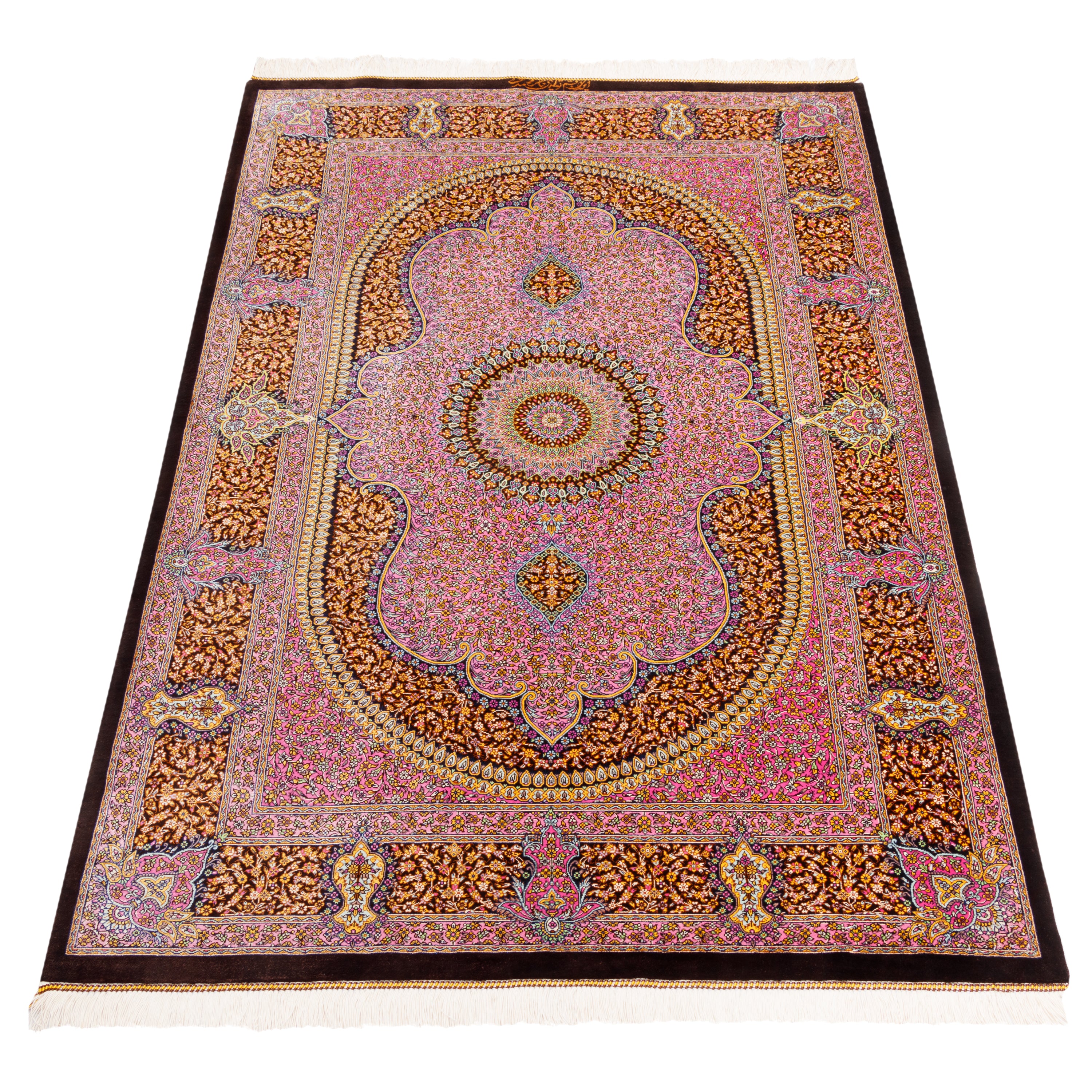 Qom Handmade Carpet — Lachak Toranj | Full Silk | 100 × 151 cm | SKU 10100171