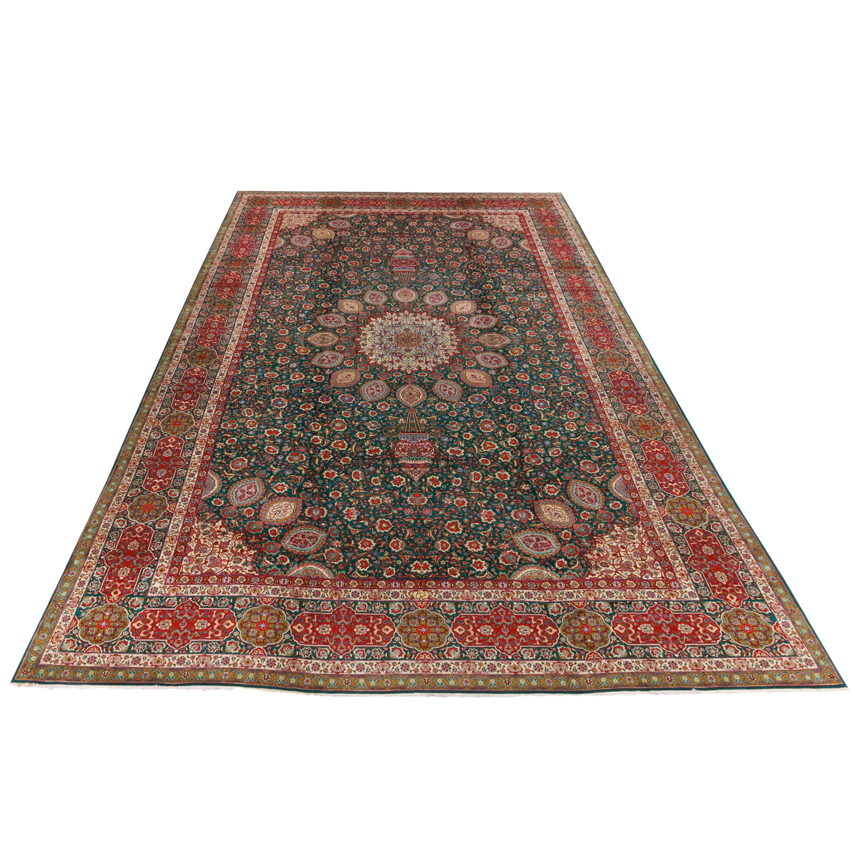 Tabriz Handmade Carpet — Lachak Toranj | Wool / Cotton Warp | 375 × 593 cm | SKU 12200726
