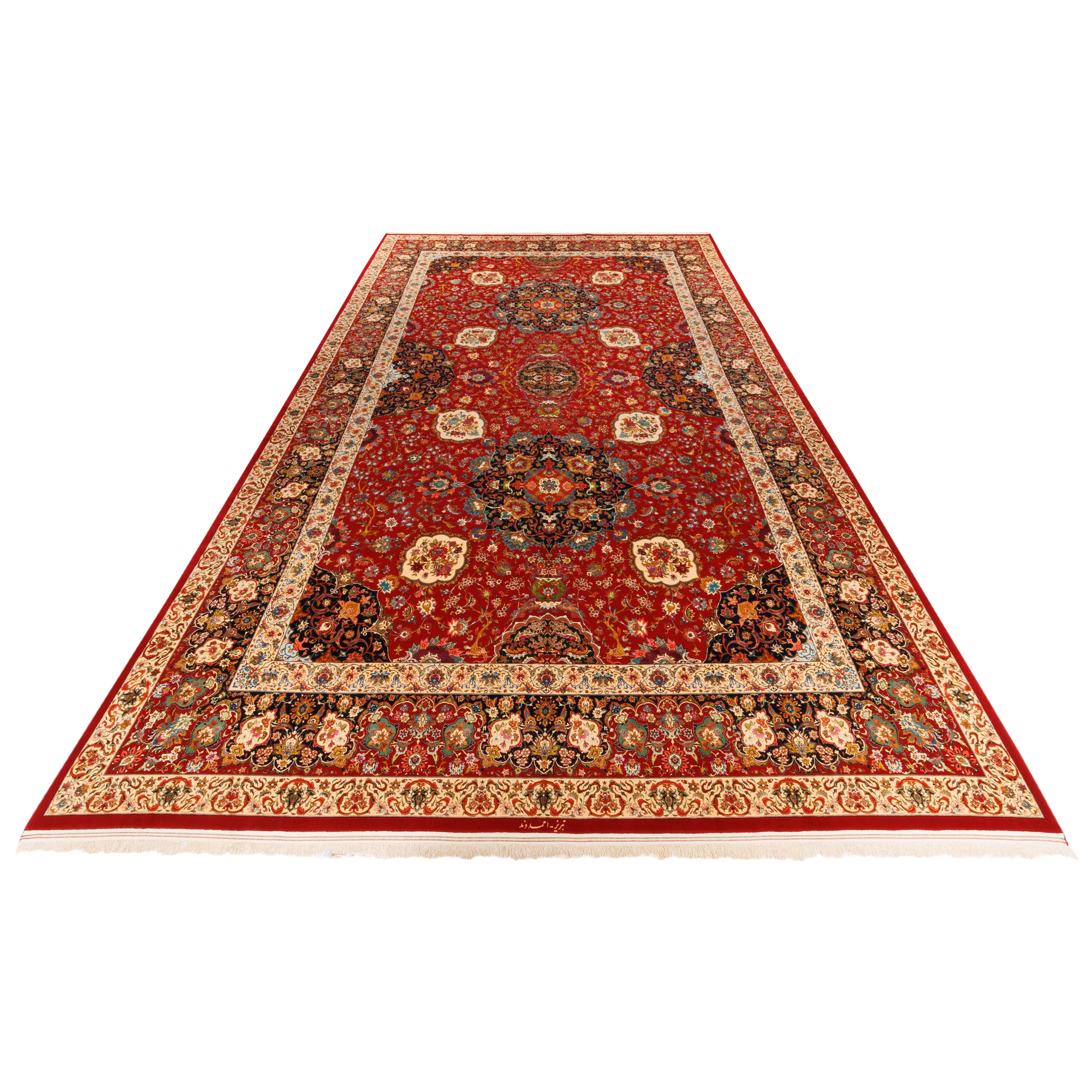 Tabriz Handmade Carpet — Toranj-dar | Silk Pile / Silk Warp | 492 × 797 cm | SKU 13900764